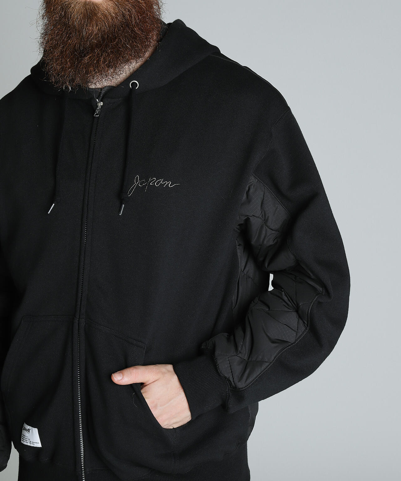 LADY WITH DRAGON QUILTED COMBI. ZIP HOOD/レディ ウィズ ドラゴン キルティング コンビ パーカー