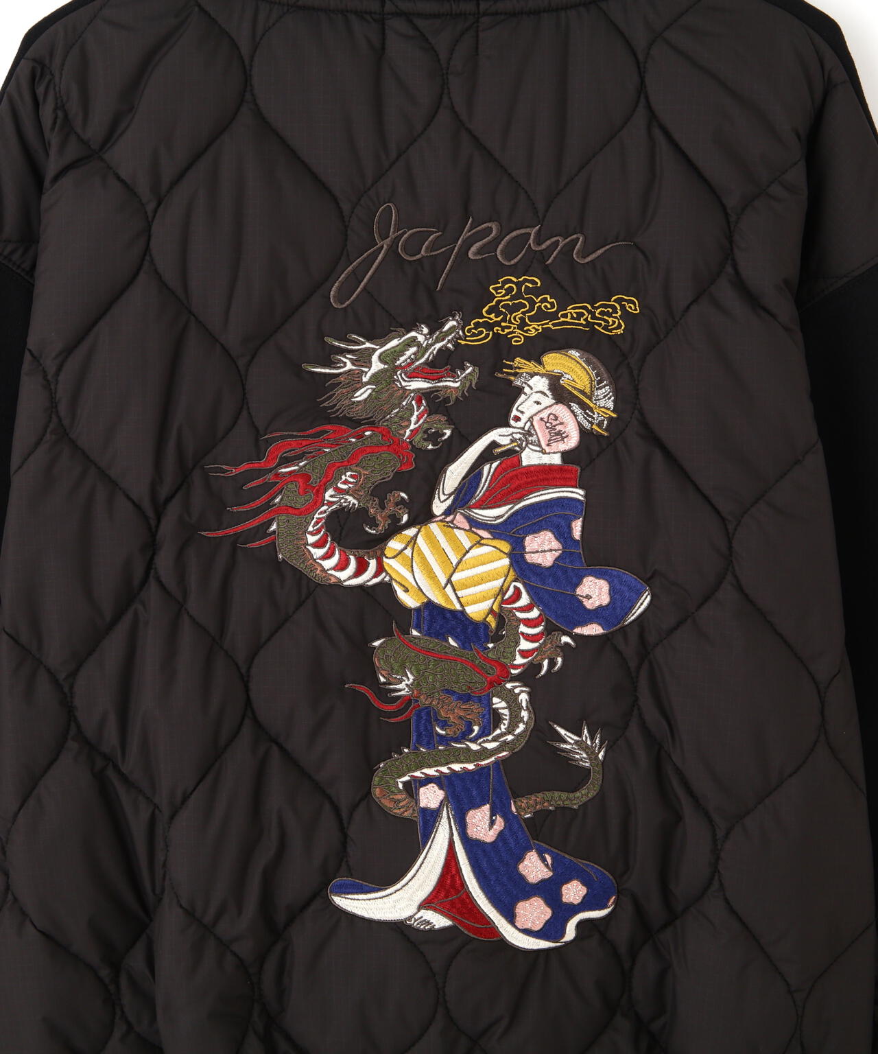 LADY WITH DRAGON QUILTED COMBI. ZIP HOOD/レディ ウィズ ドラゴン キルティング コンビ パーカー