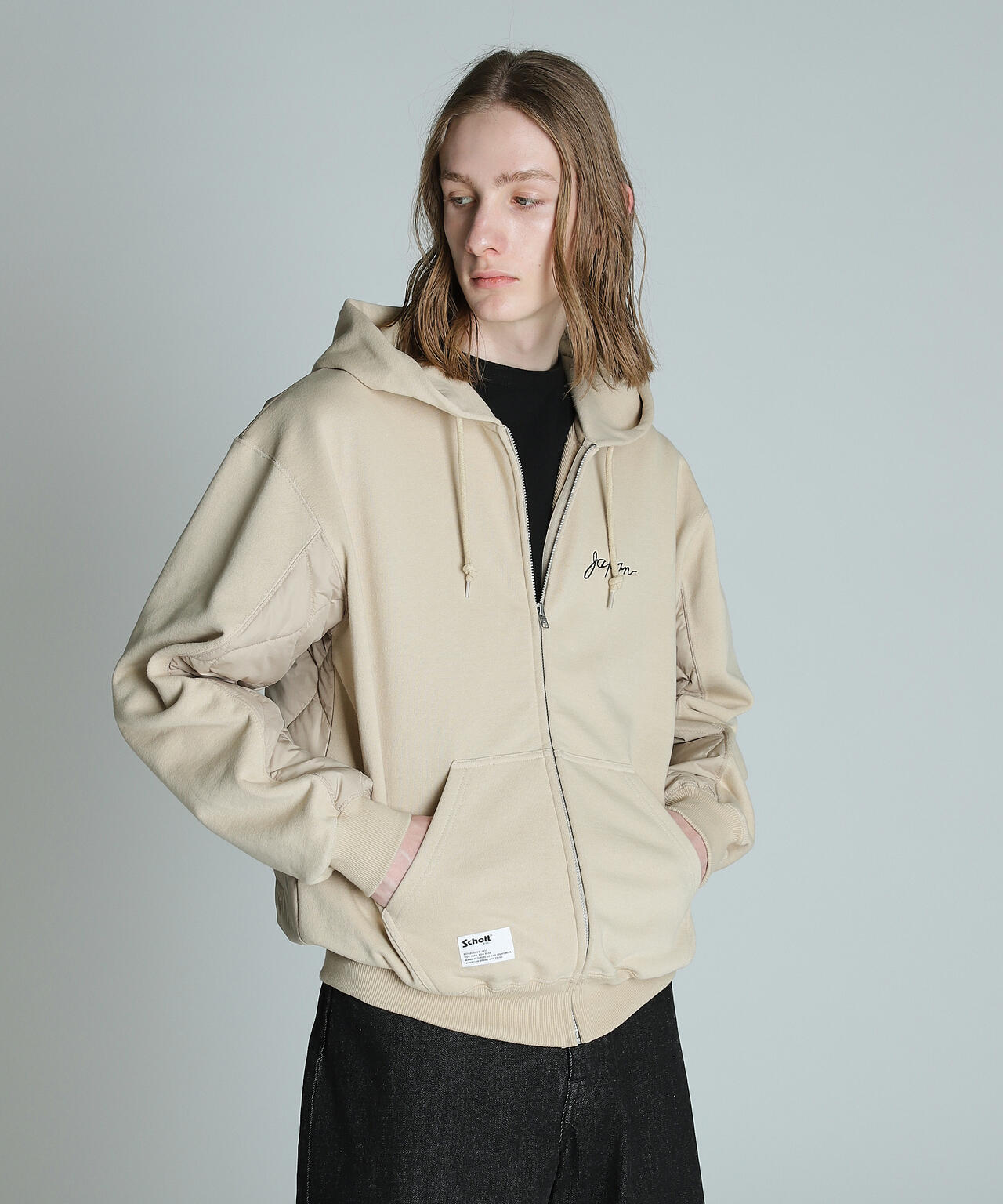 LADY WITH DRAGON QUILTED COMBI. ZIP HOOD/レディ ウィズ ドラゴン キルティング コンビ パーカー