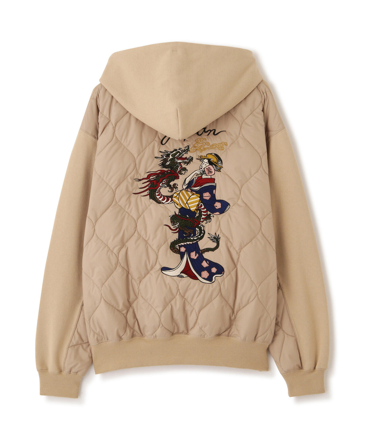 LADY WITH DRAGON QUILTED COMBI. ZIP HOOD/レディ ウィズ ドラゴン キルティング コンビ パーカー