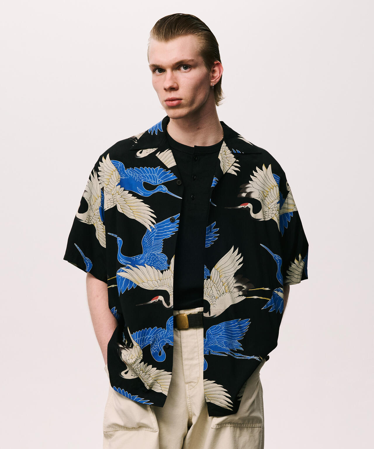 ×PJ/×パイナップルジュース/RAYON SHIRT CRANE/レーヨンシャツ クレーン