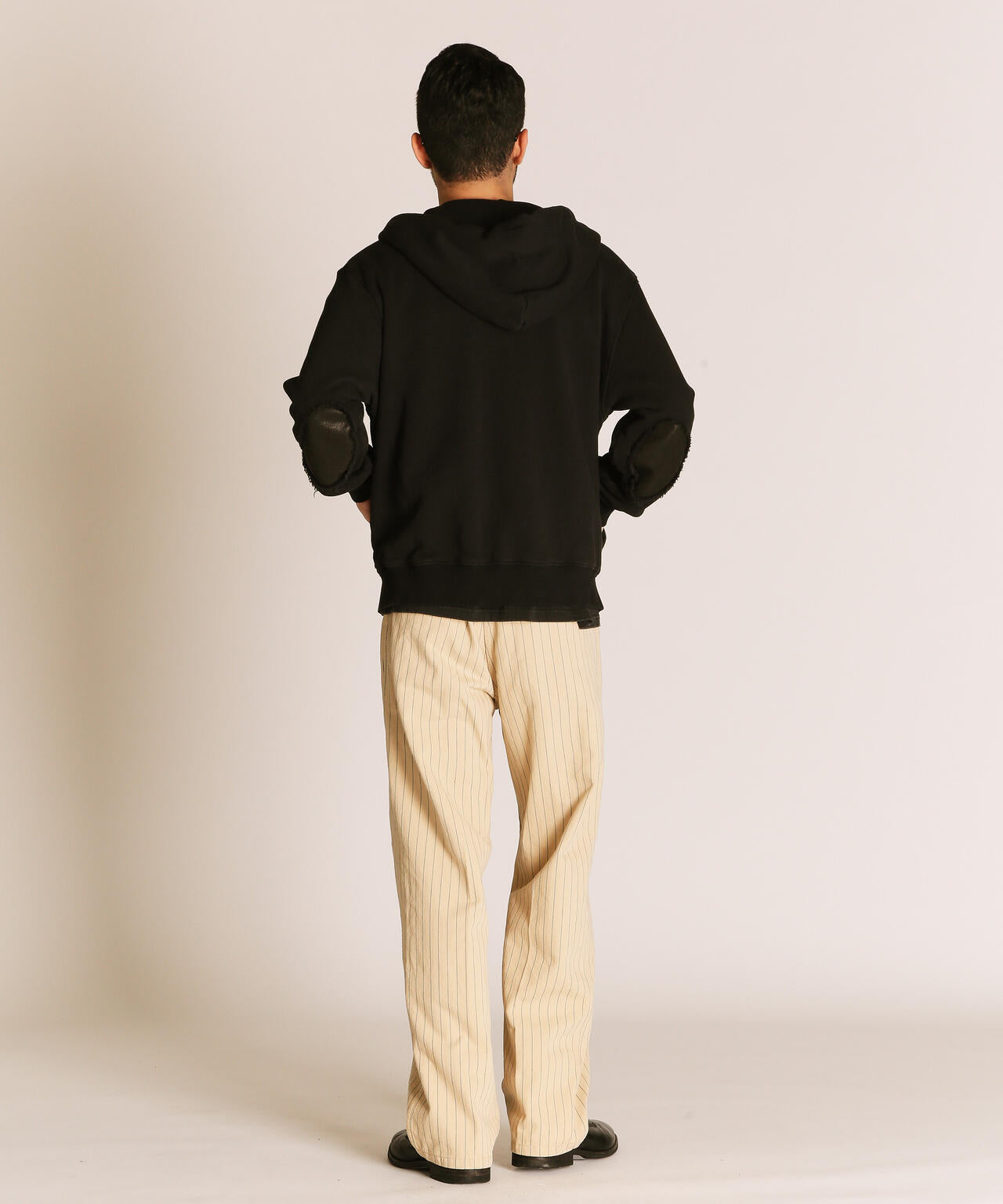LEATHER ELBOW PATCH ZIP HOODED SWEAT/レザー エルボーパッチ ジップパーカー