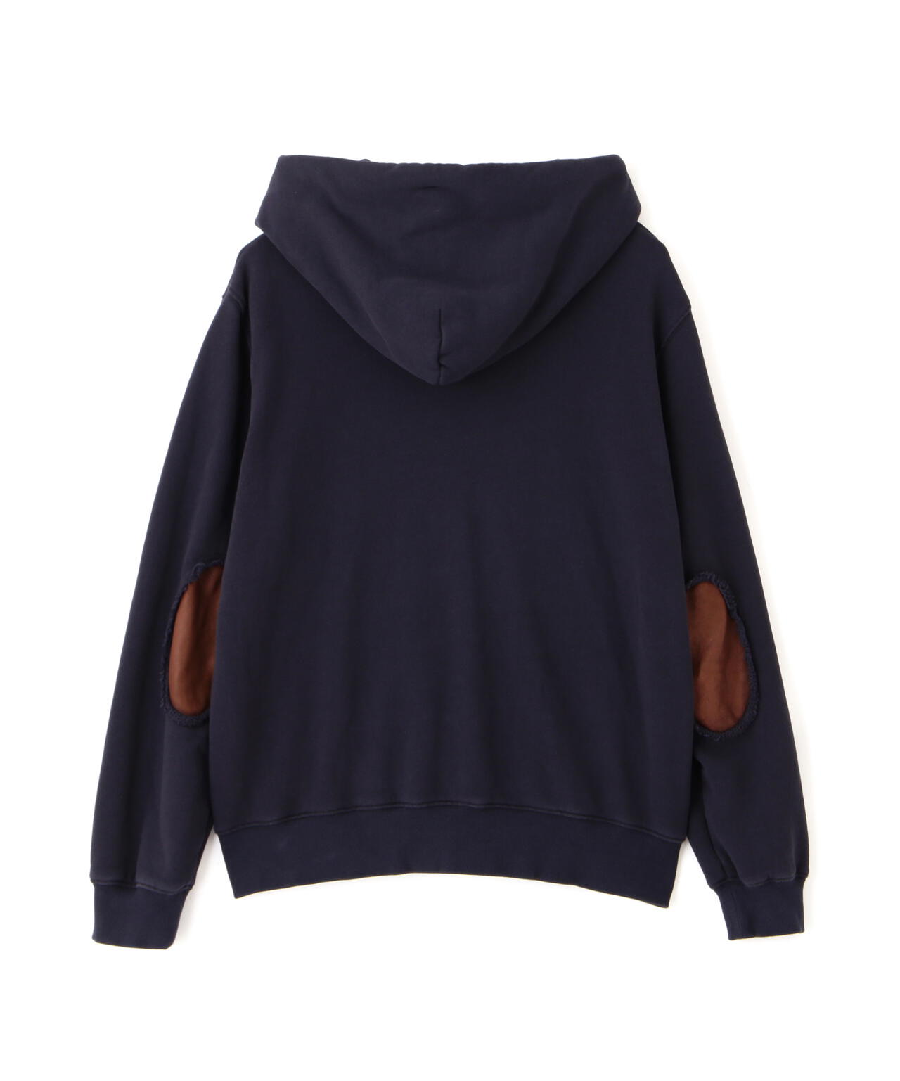 LEATHER ELBOW PATCH ZIP HOODED SWEAT/レザー エルボーパッチ ジップパーカー