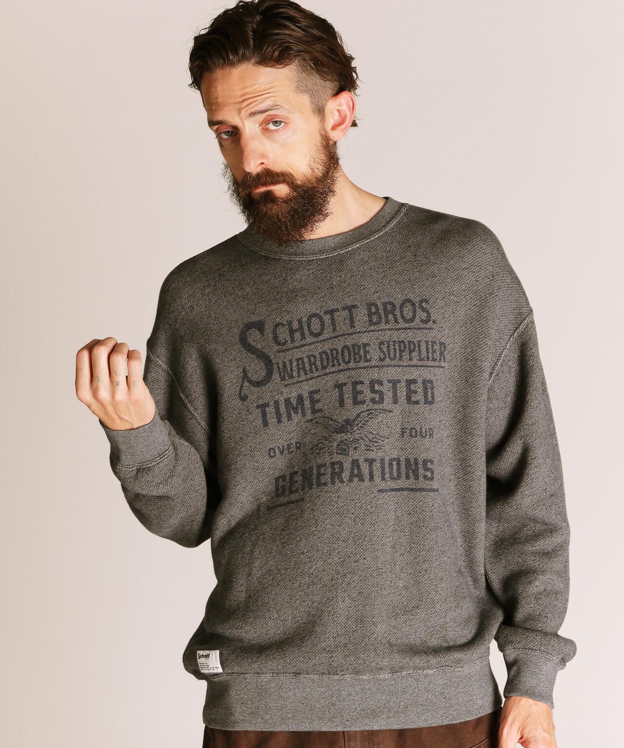 SALT AND PEPPER CREW SWEAT TIMETESTED FOUR GENERATIONS