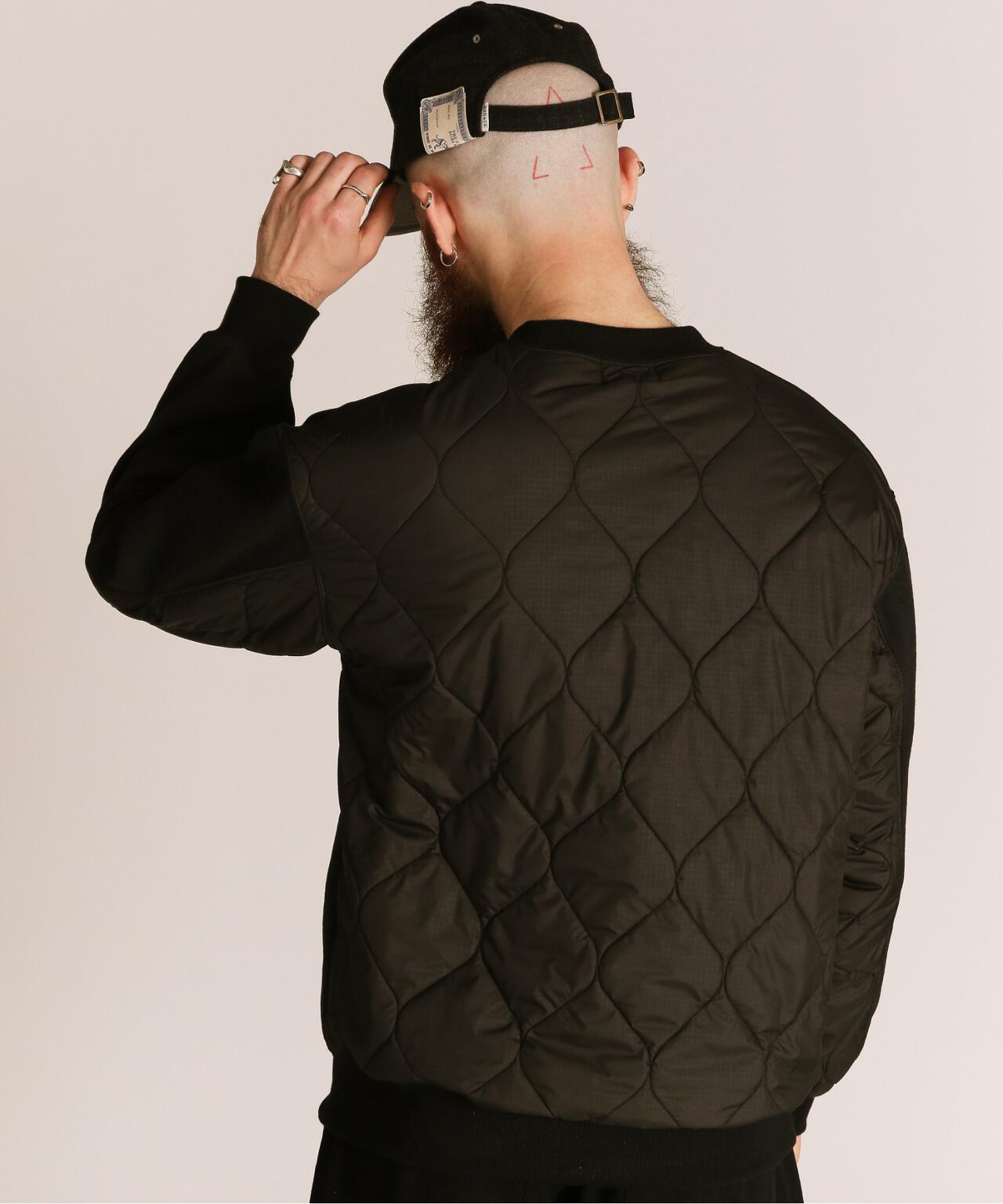 QUILTED COMBI. CREW SWEAT/キルティング コンビ クルースウェット