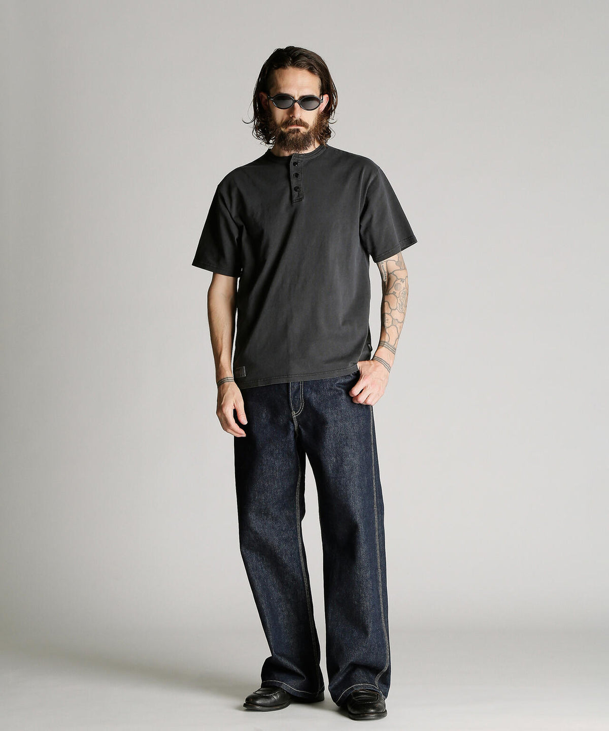 PIGMENT O/D SS HENLEY NECK T-SHIRT/ピグメント オーバーダイ ヘンリーネック Tシャツ