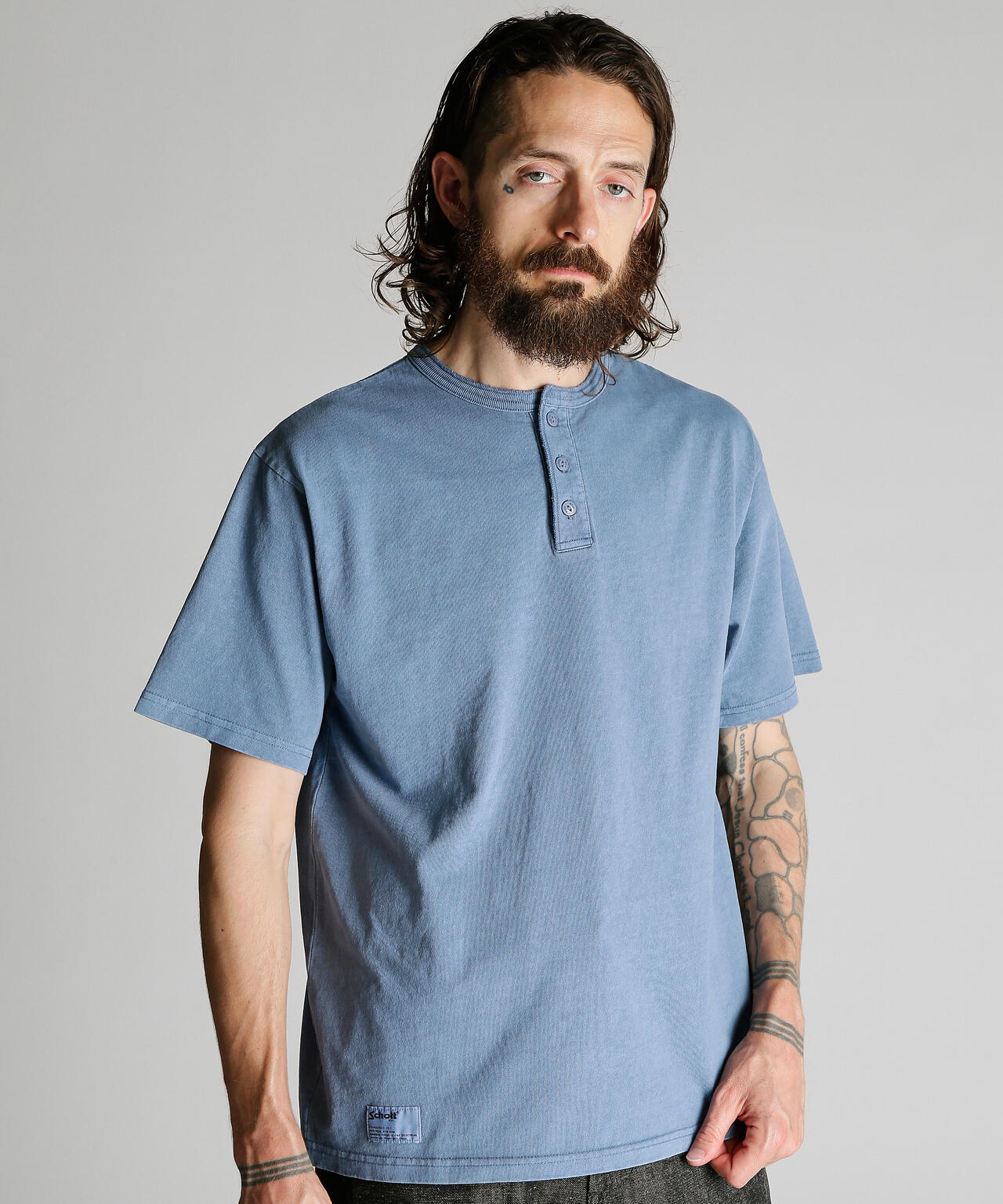 PIGMENT O/D SS HENLEY NECK T-SHIRT/ピグメント オーバーダイ ヘンリーネック Tシャツ