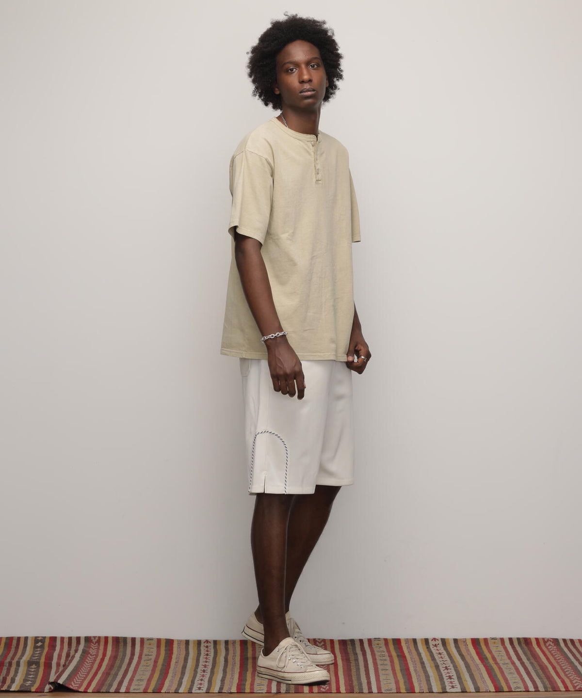 PIGMENT O/D SS HENLEY NECK T-SHIRT/ピグメント オーバーダイ ヘンリーネック Tシャツ