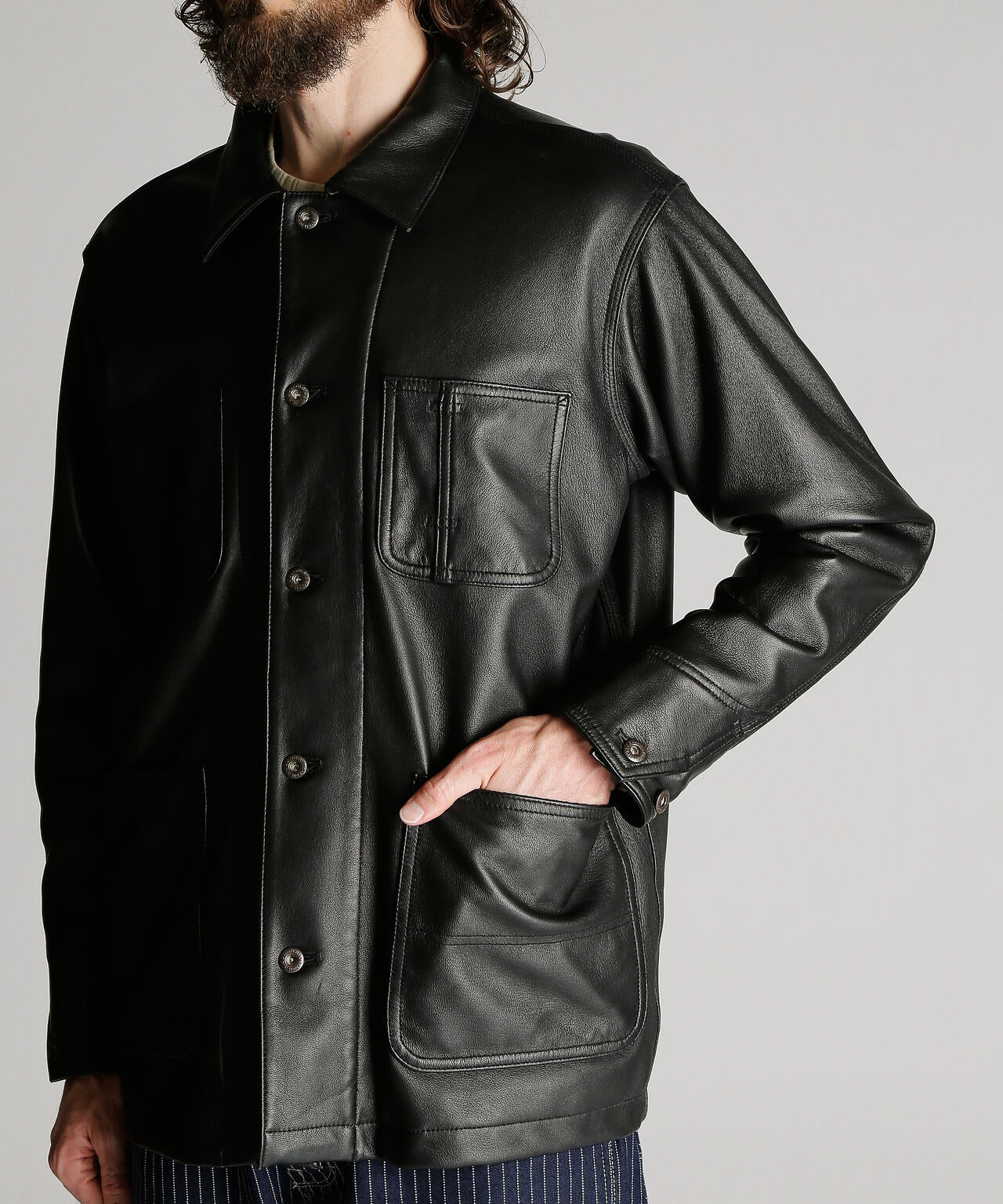 LAMB LEATHER COVERALL JACKET/ラムレザー カバーオール ジャケット