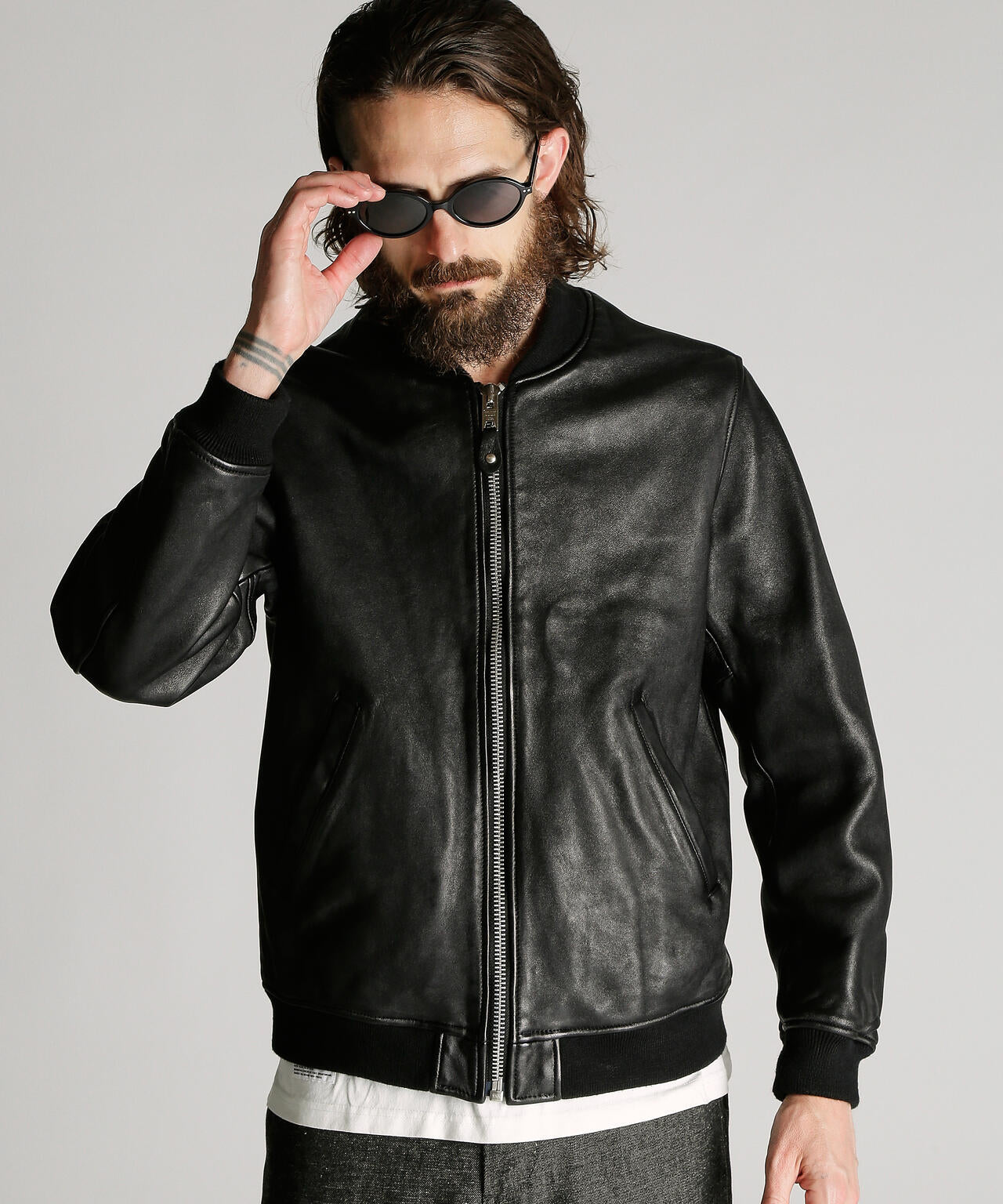 LEATHER JACKET BOWERY/レザージャケット バワリー MA-1