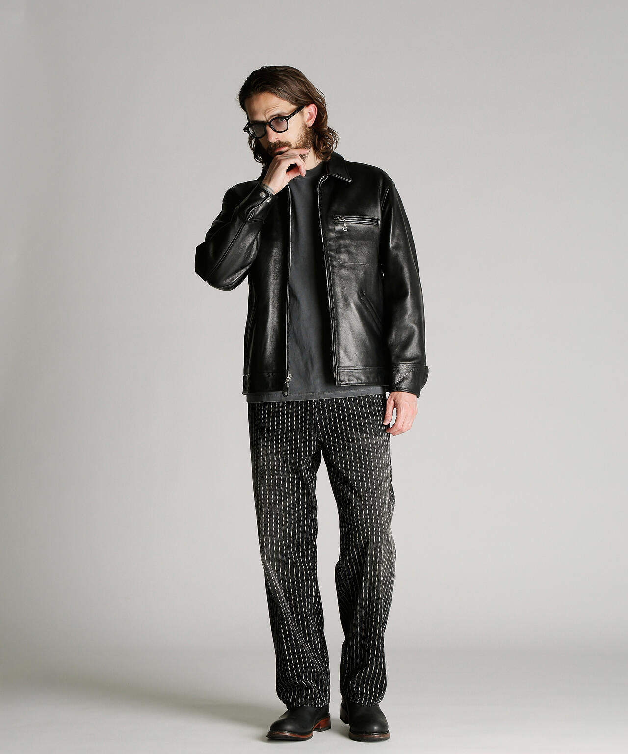 LEATHER TRACKER JACKET/レザートラッカージャケット