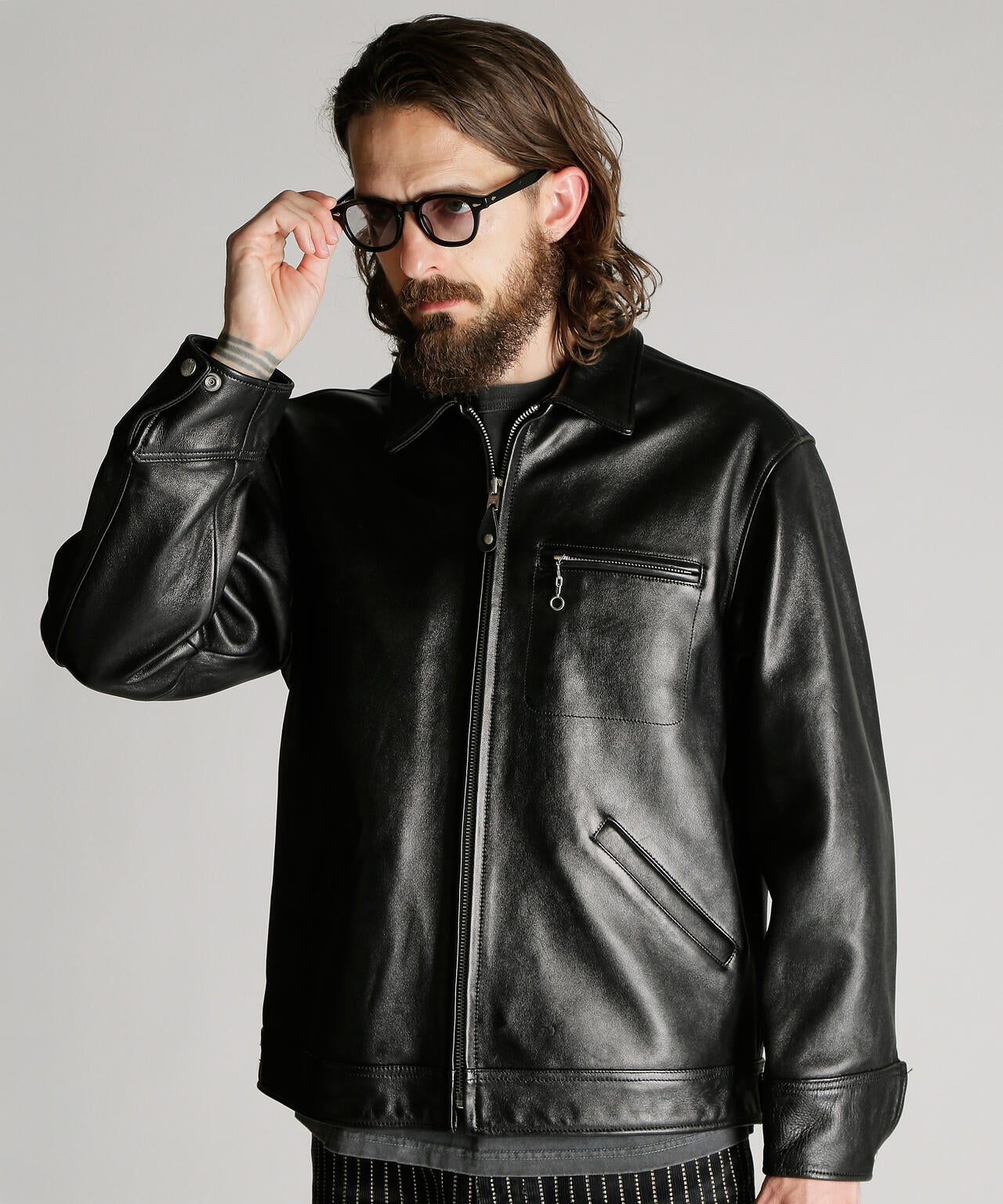 LEATHER TRACKER JACKET/レザートラッカージャケット