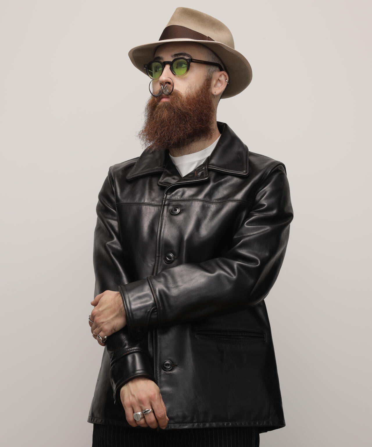 632US LEATHER CARCOAT/カーコート