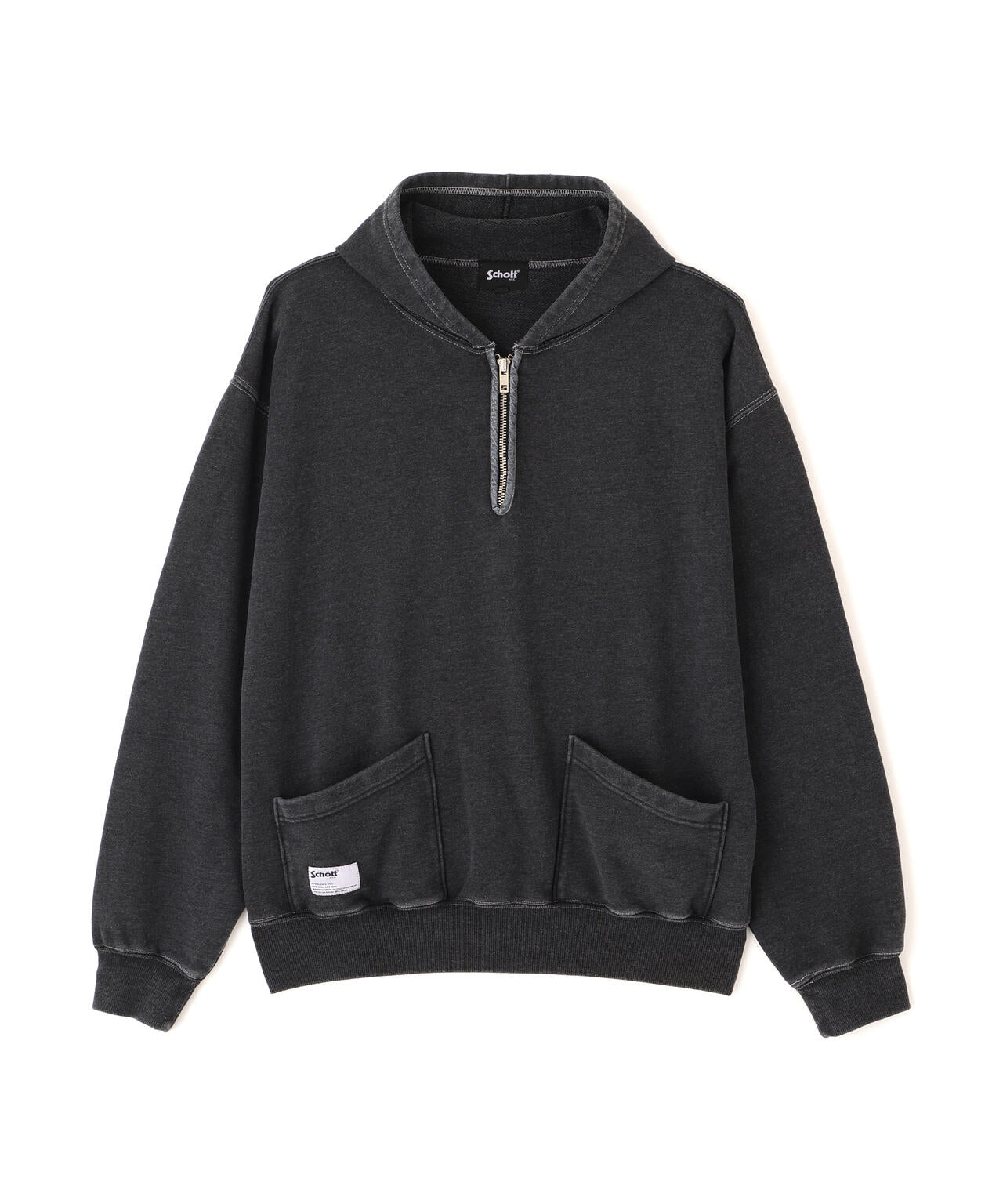 HALF ZIP HOODED SWEAT/ハーフジップ パーカー