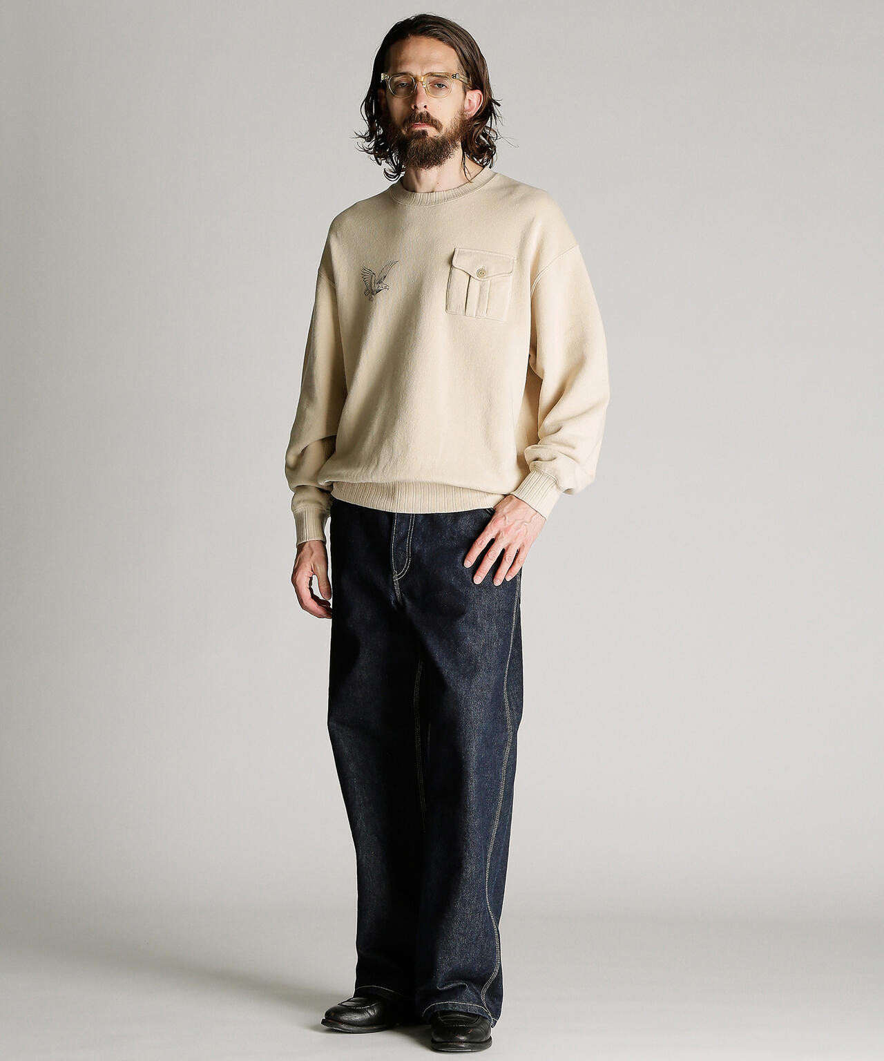 CREW SWEAT RIB STITCH EAGLE/クルースウェット リブステッチ イーグル