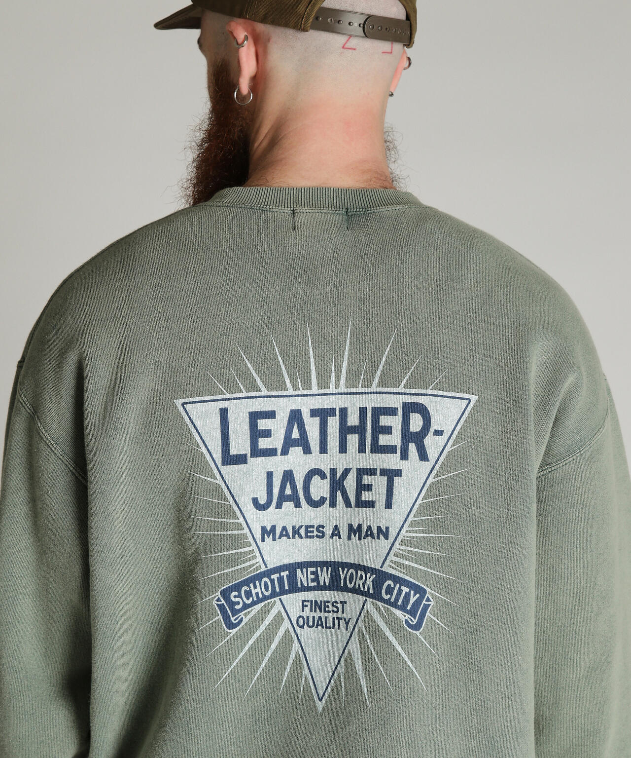 CREW SWEAT LEATHER JACKET MAKES A MAN/クルー スウェット レザー ジャケット メイクスアマン