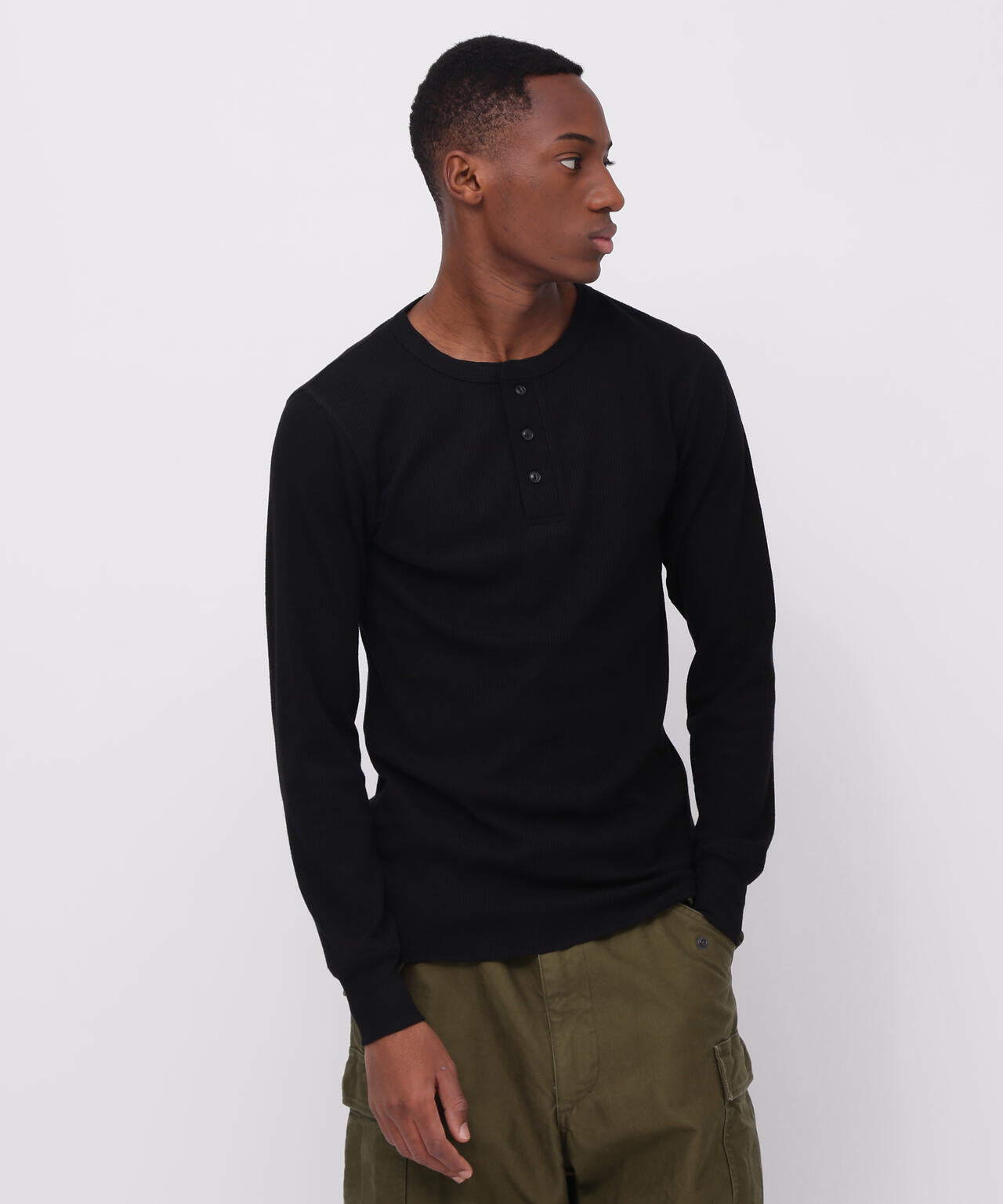 《DAILY/デイリー》THERMAL L/S HENLEY NECK T-SHIRT/サーマル 長袖 ヘンリーネック Tシャツ