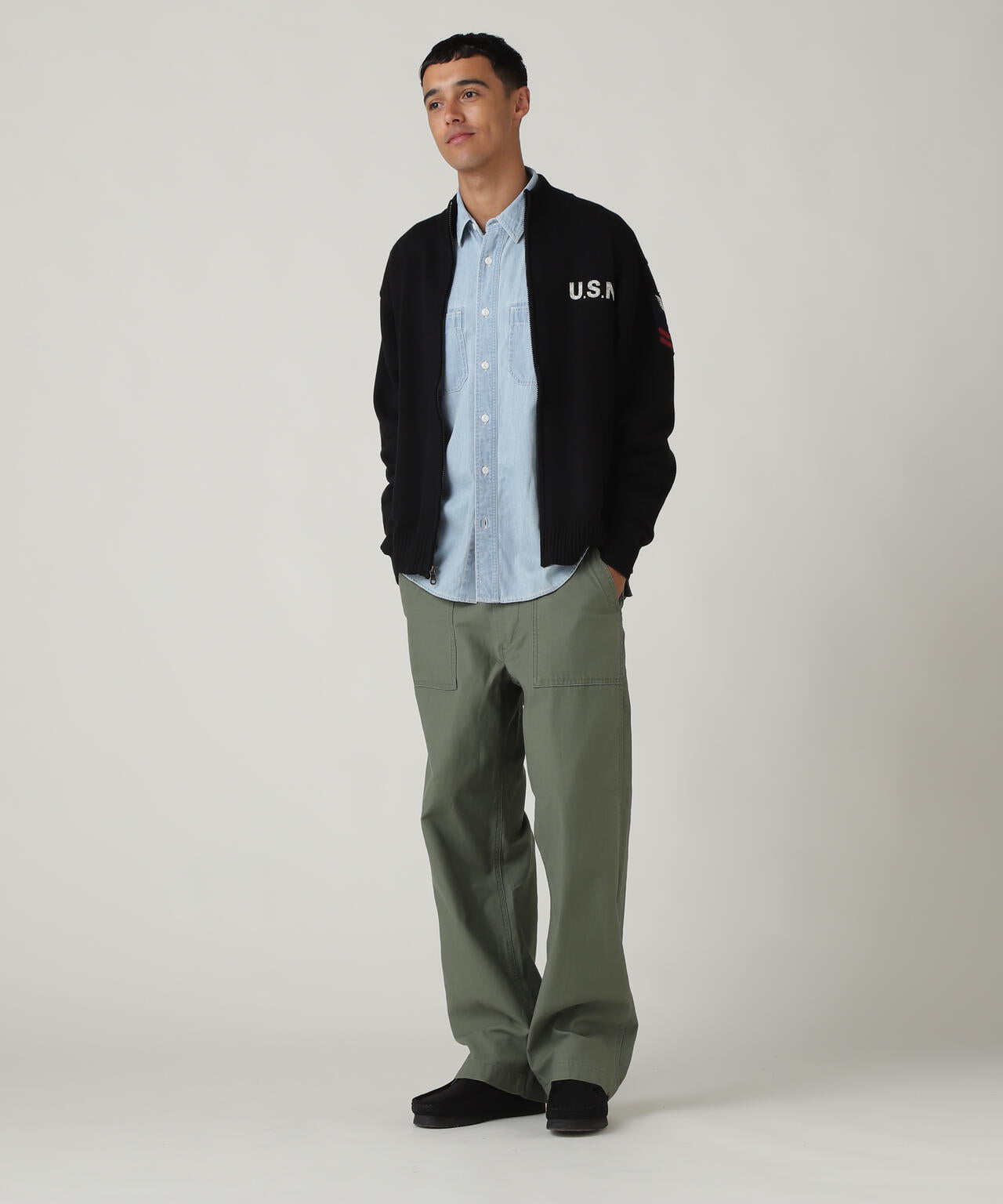 NAVAL STAND COLLAR ZIP KNIT JACKET / ネイバル スタンド カラー