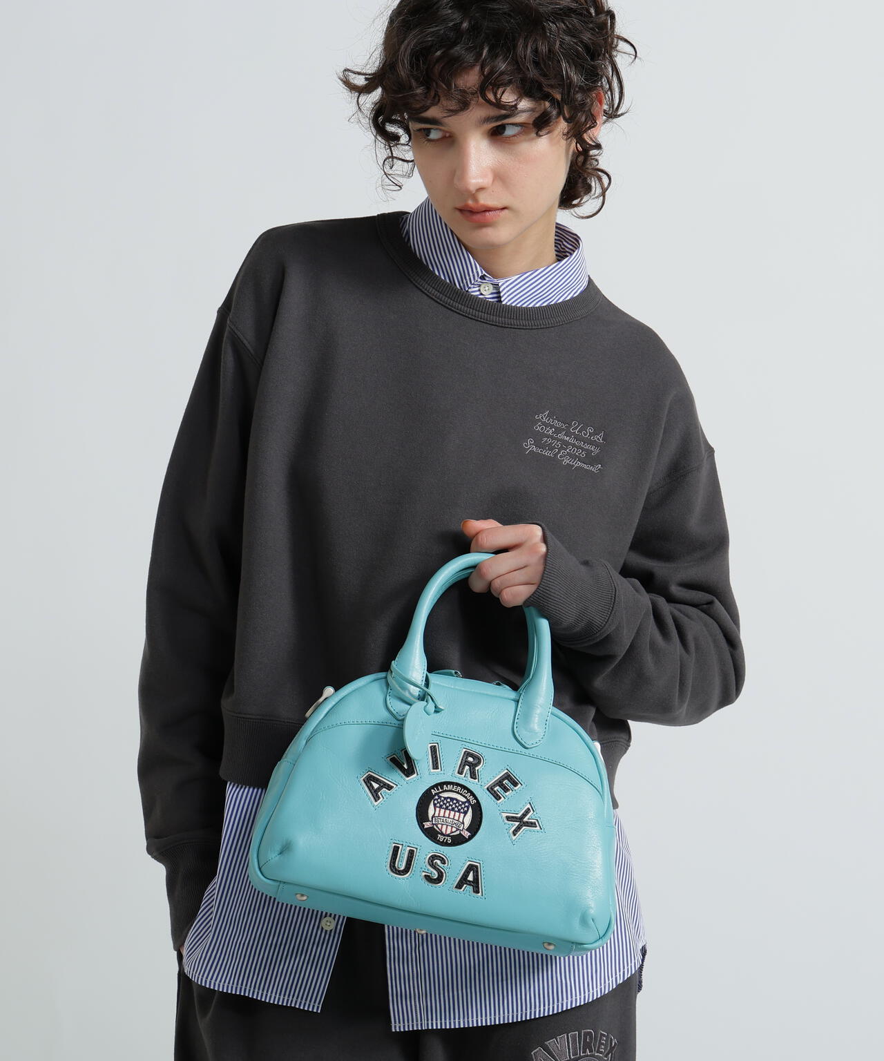 《直営店限定》VARSITY LEATHER MINI-BOSTON BAG/ バーシティー レザー ミニ ボストンバッグ/AVX5625