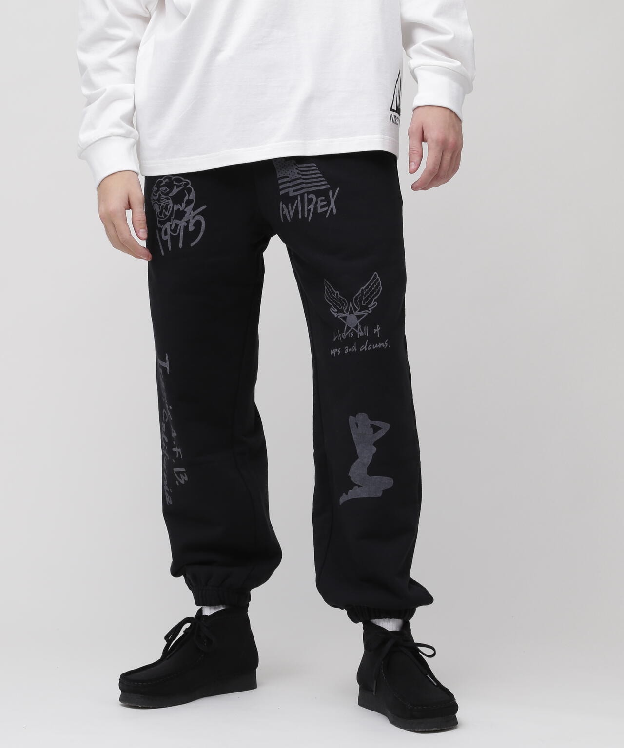《WEB限定》STENCIL PRINT SWEAT PANTS / ステンシル プリント スウェットパンツ / AVIREX / アヴィレ