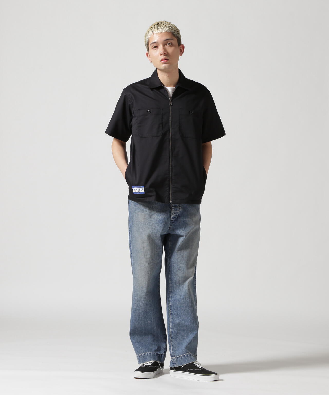《WEB&DEPOT限定》S/S ZIP UP WORK SHIRT / ショートスリーブ ジップアップ ワークシャツ / AVIREX /