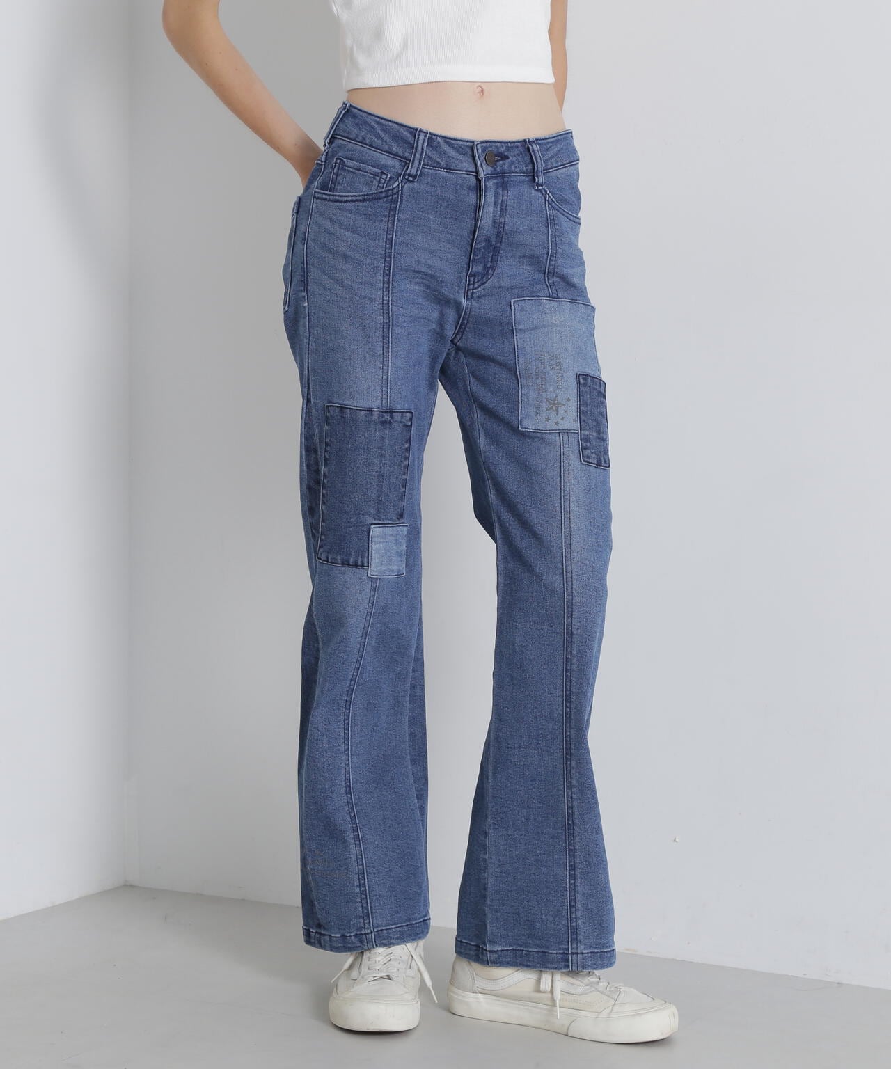 PATCH STRETCH DENIM PANTS/パッチストレッチデニムパンツ