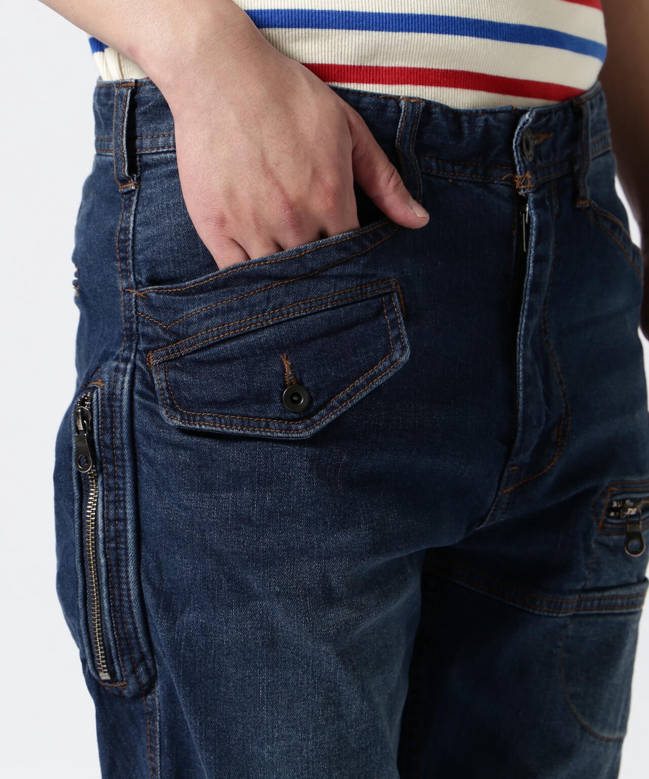 《直営店限定》STRETCH DENIM POCKET PANTS / ストレッチ デニム ポケット パンツ / AVIREX