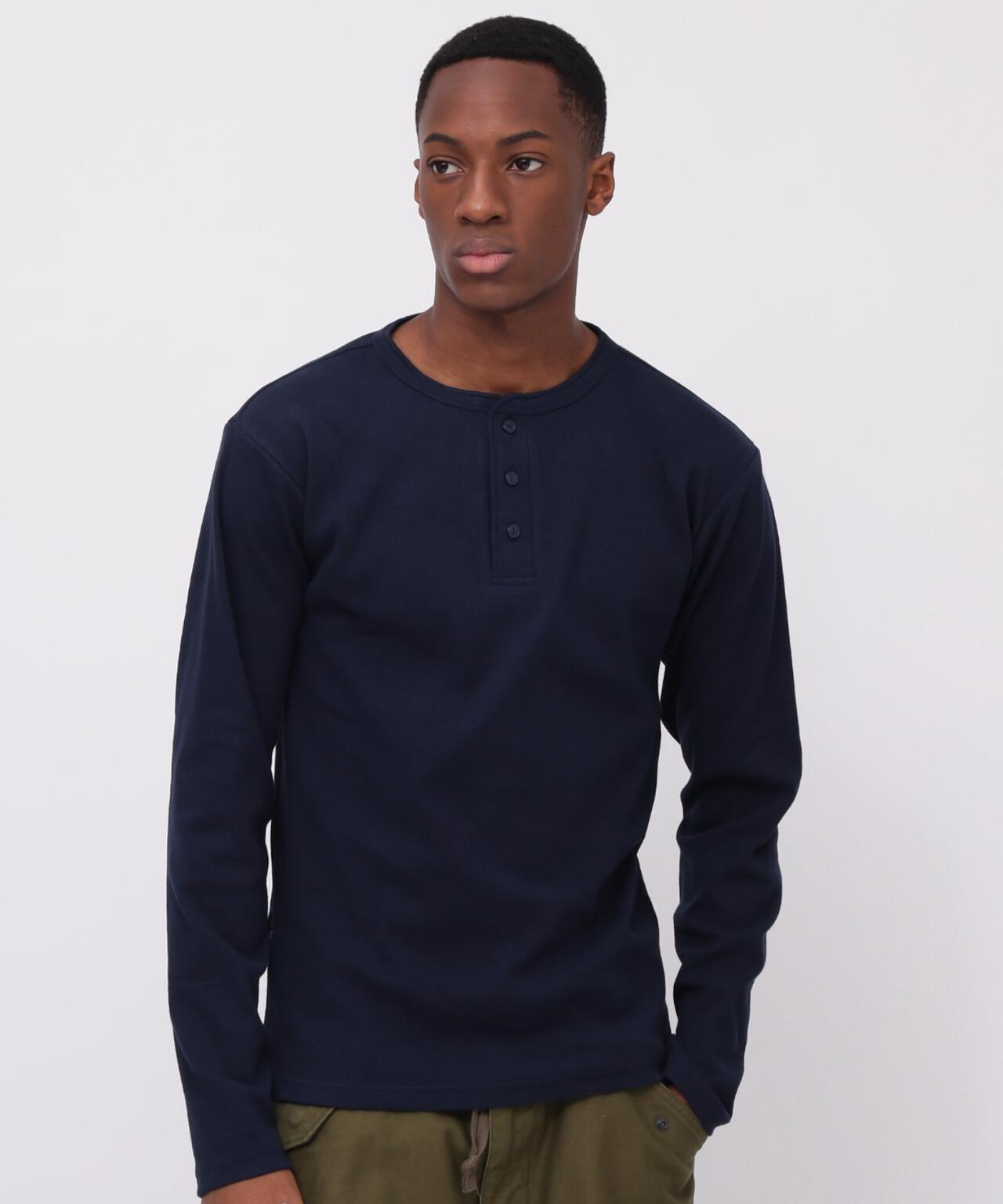 《DAILY/デイリー》RIB L/S HENLEY NECK T-SHIRT