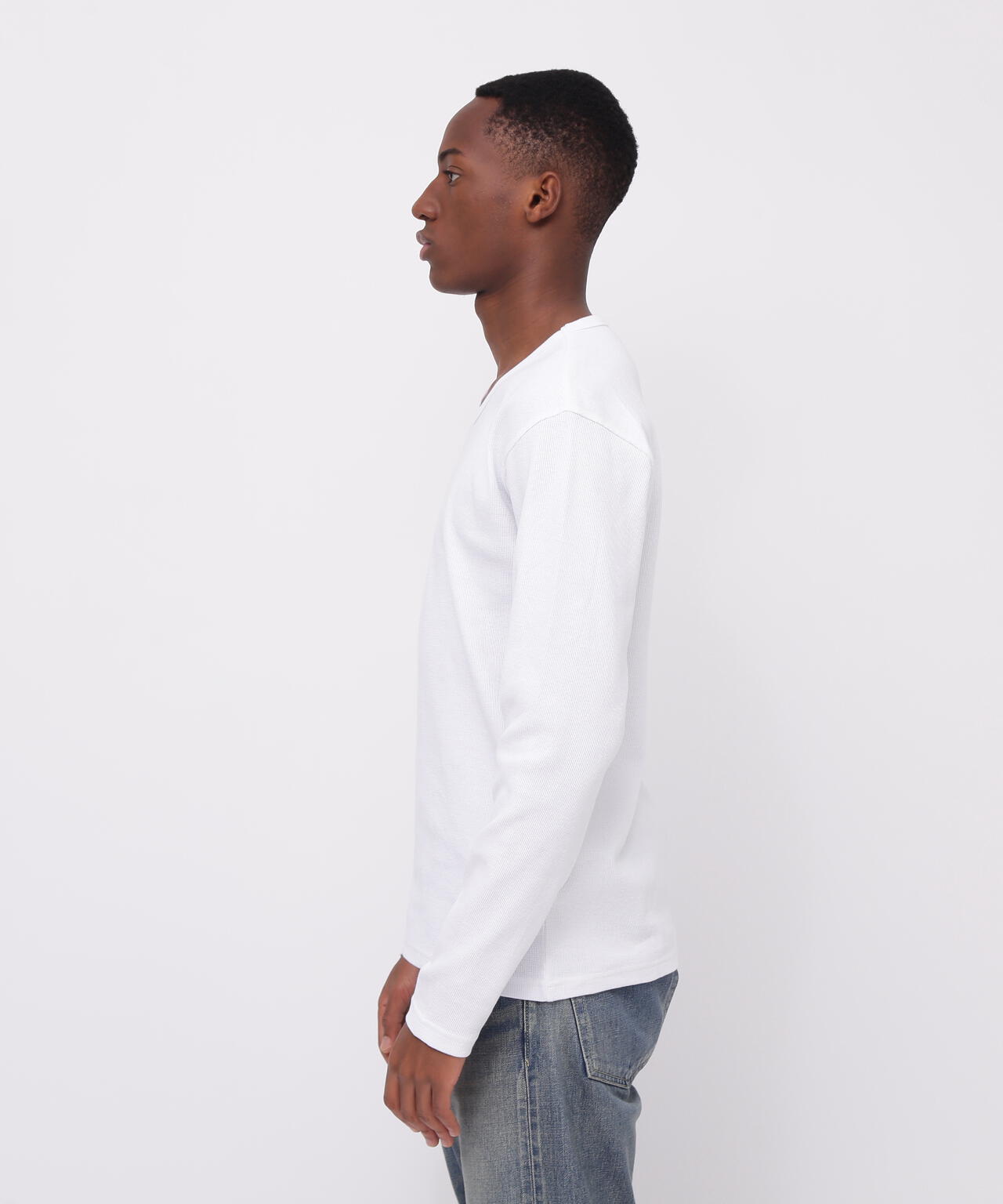 《DAILY/デイリー》MINI WAFFLE V NECK T-SHIRT/ミニワッフル 長袖 Vネック Tシャツ