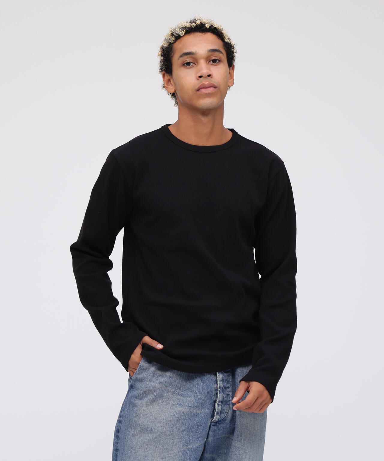 《DAILY/デイリー》MINI WAFFLE CREW-NECK L/S T-SHIRT/ミニワッフル クルーネック 長袖 Tシャツ