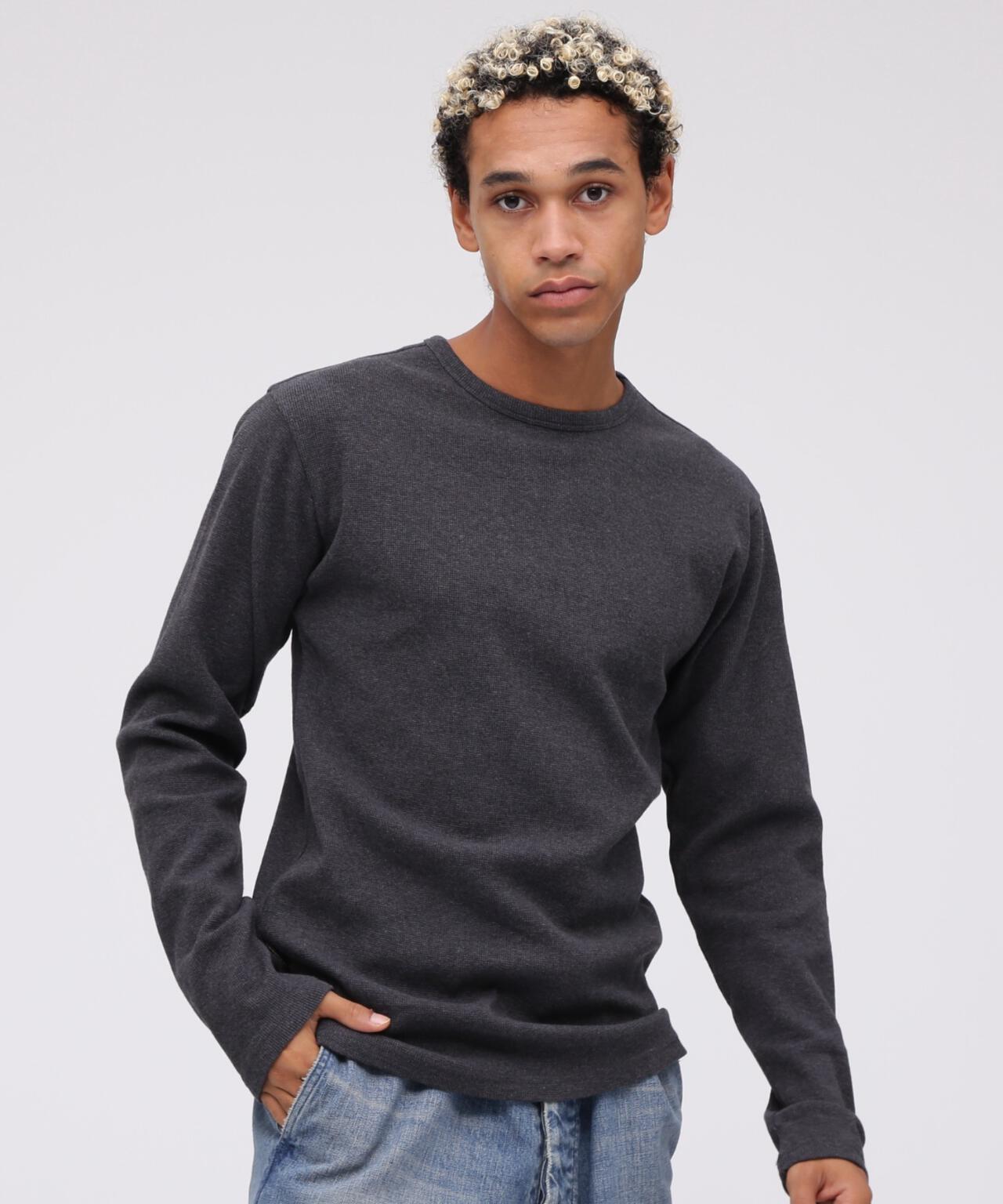 《DAILY/デイリー》MINI WAFFLE CREW-NECK L/S T-SHIRT/ミニワッフル クルーネック 長袖 Tシャツ