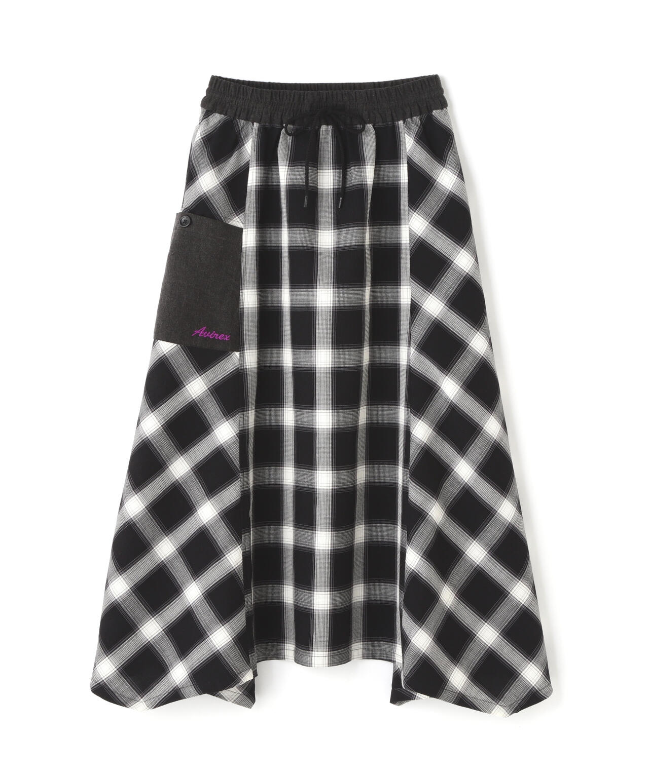 WAFFLE OMBRE CHECK IRREGULAR SKIRT/ワッフルオンブレチェック イレギュラースカート