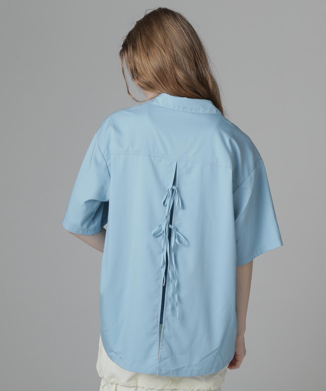 《直営店限定》WOMEN'S BACK RIBBON TENCEL SHIRTS/バックリボン テンセルシャツ