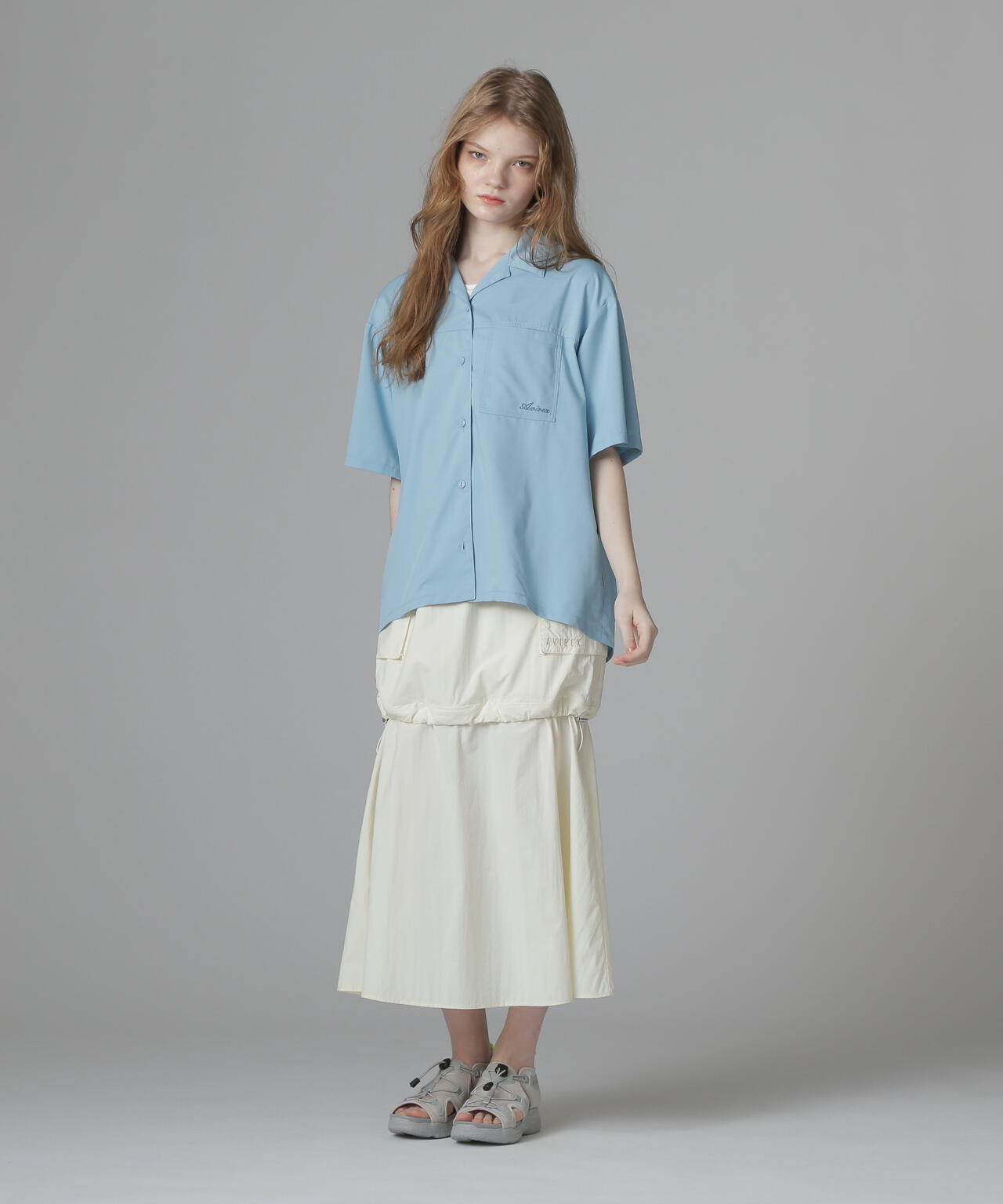 《直営店限定》WOMEN'S BACK RIBBON TENCEL SHIRTS/バックリボン テンセルシャツ