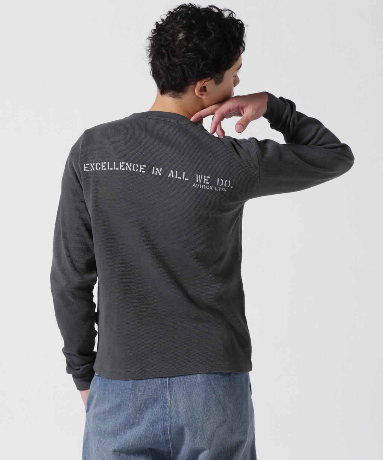 FADE WASH HONEYCOMB WAFFLE T-SHIRT / フェイドウォッシュ ハニカムワッフル 長袖Tシャツ