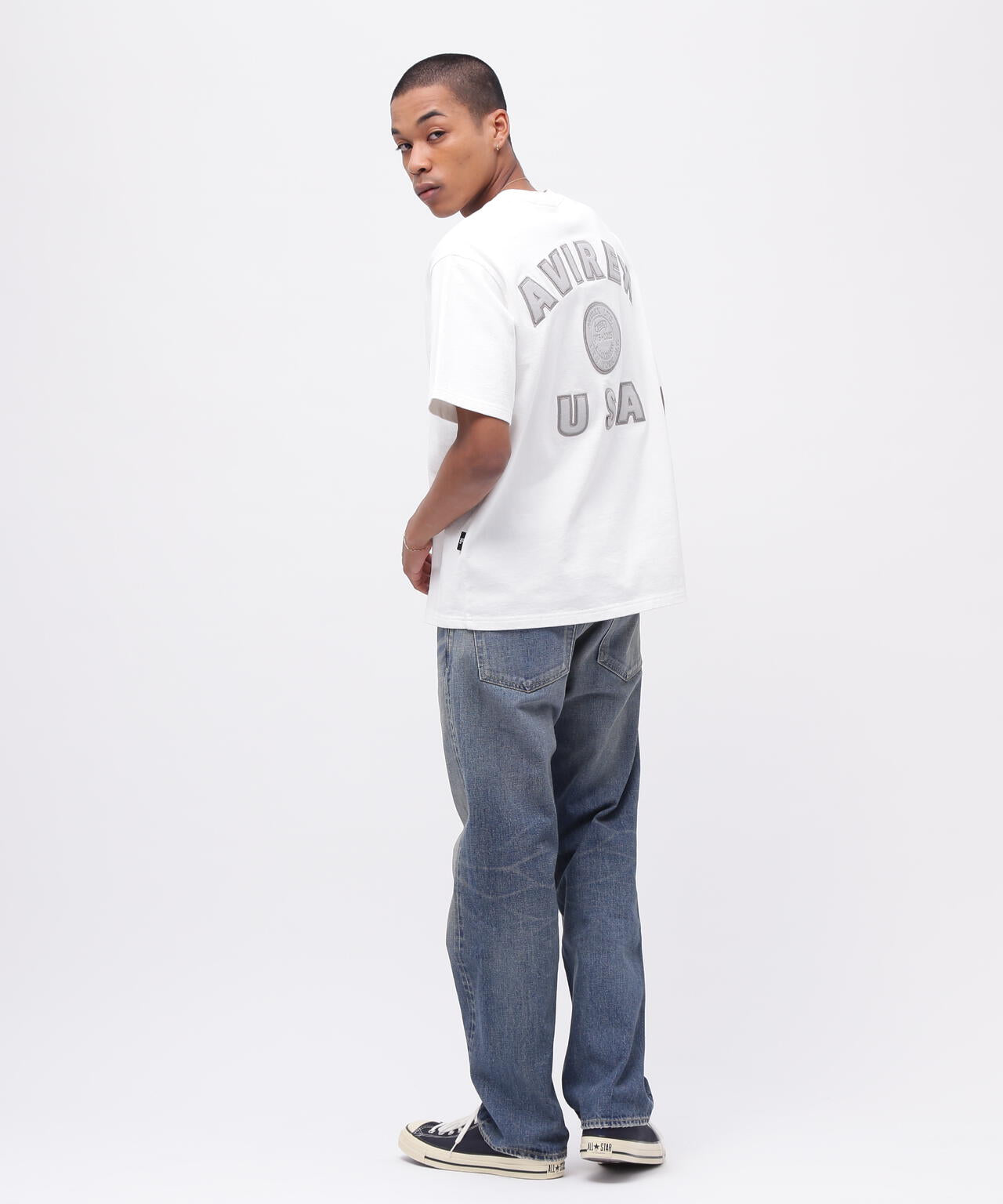 《50th Anniversary》LEATHER PATCHED VARSITY T-SHIRT / レザー パッチド バーシティ 半袖T