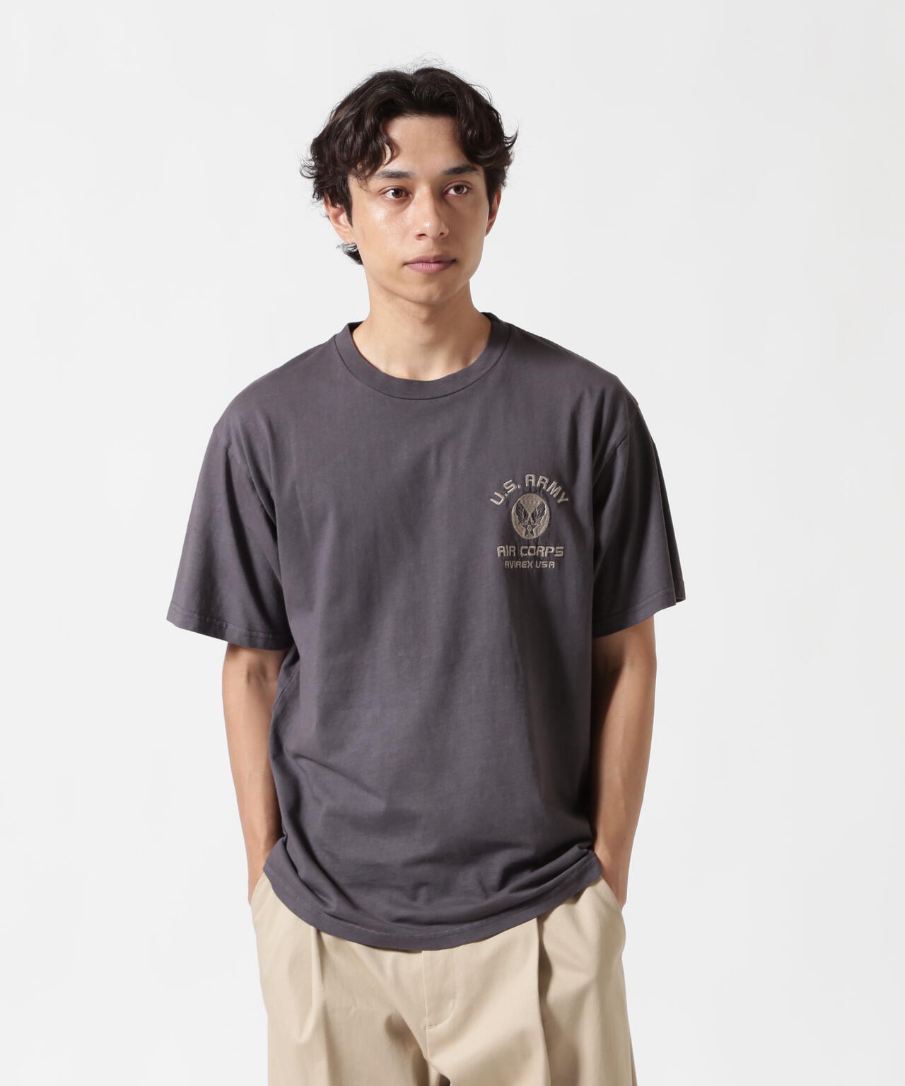 FADE WASH EMBROIDERY T-SHIRT ”U.S.AAC”