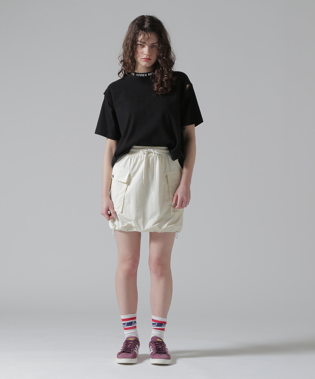 《WOMEN'S》OPEN COLLAR PRINT T-SHIRT/オープンカラープリントTシャツ