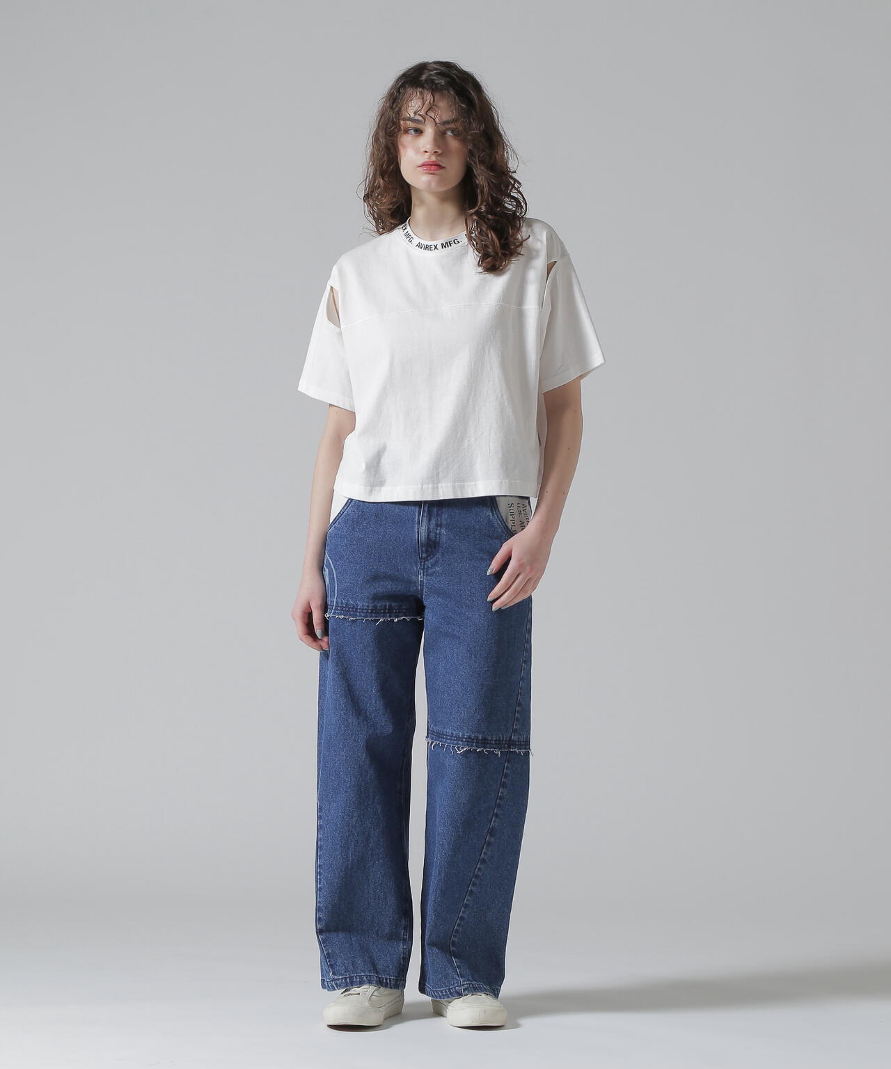 《WOMEN'S》OPEN COLLAR PRINT T-SHIRT/オープンカラープリントTシャツ