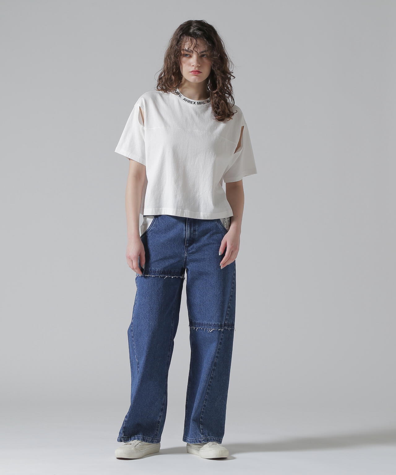 《WOMEN'S》OPEN COLLAR PRINT T-SHIRT/オープンカラープリントTシャツ