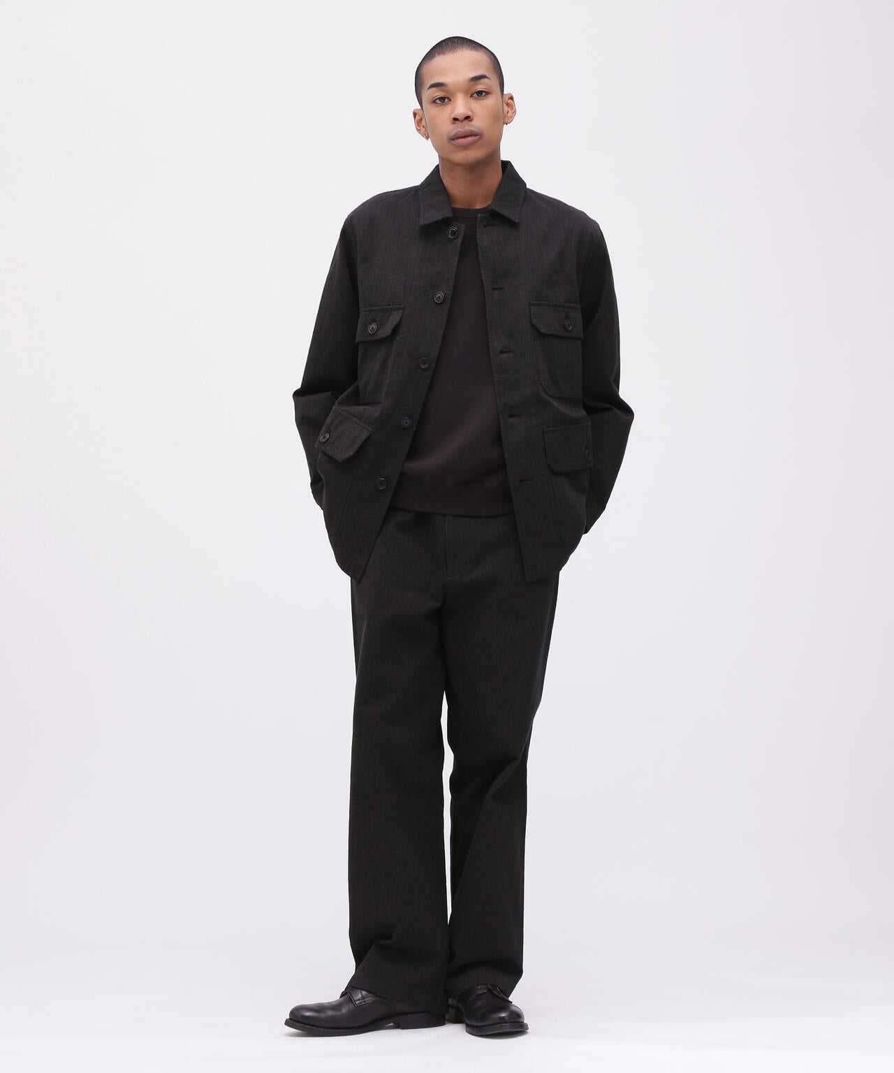 《TFQP by HANDROOM》BLACK CHAMBRAY JACKET "A-1[B]" / シャンブレージャケット