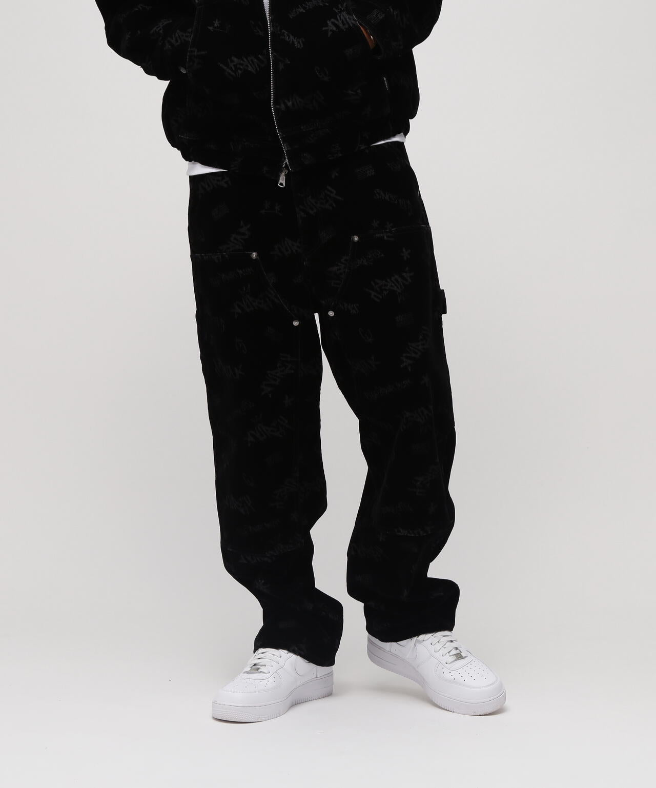 FLOCKING DOUBLE KNEE PAINTER DENIMPANTS