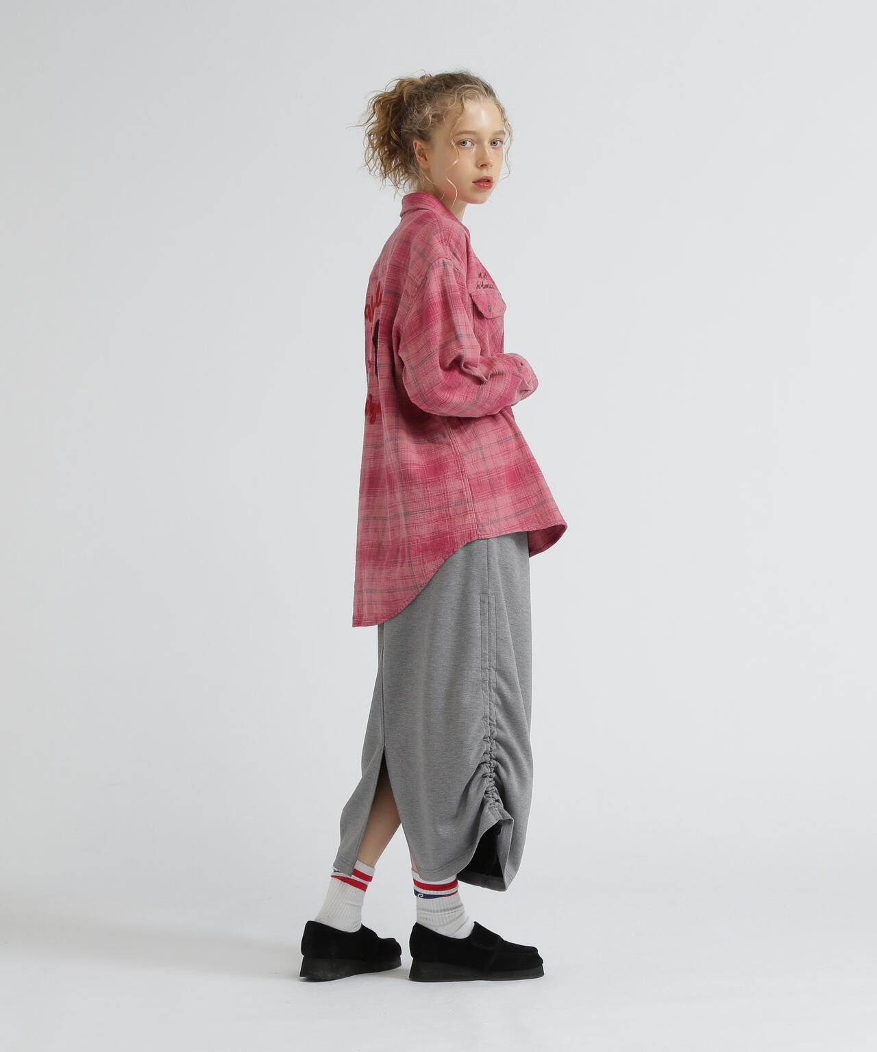 NYLON×DOUBLE KNIT LAYERED SKIRT/ナイロン×ダブルニットレイヤードスカート