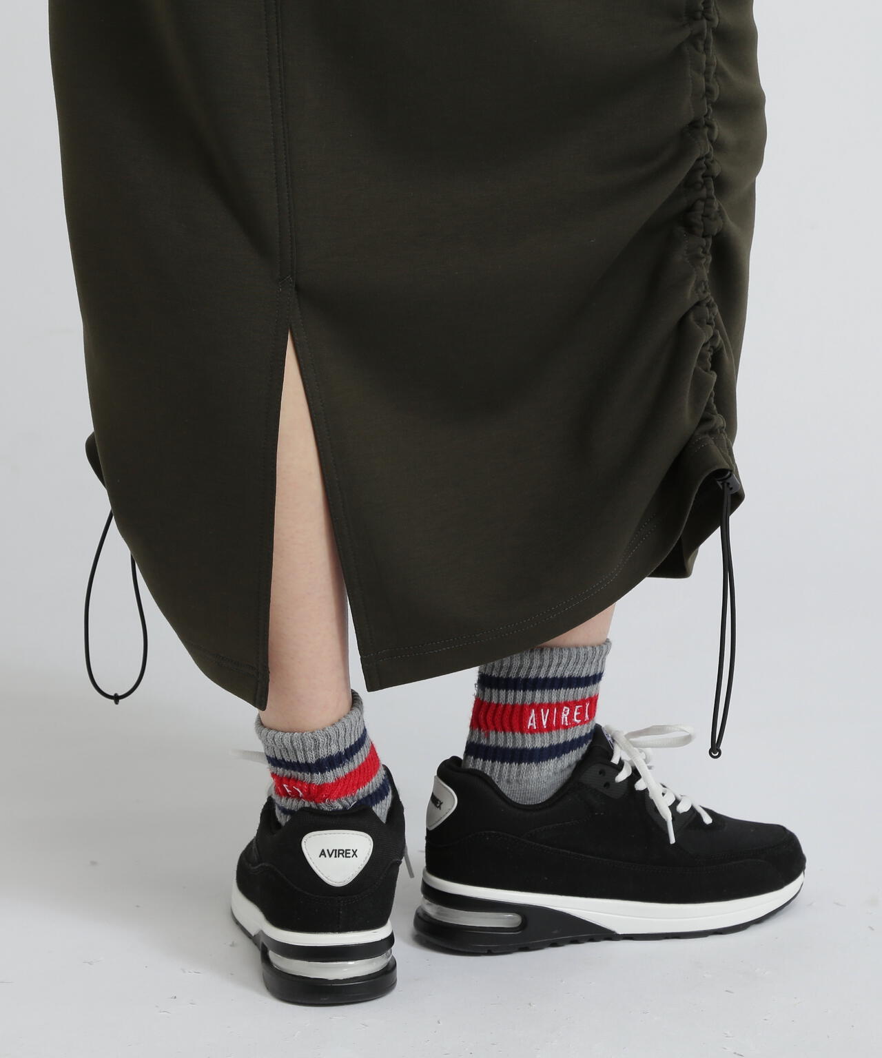 NYLON×DOUBLE KNIT LAYERED SKIRT/ナイロン×ダブルニットレイヤードスカート