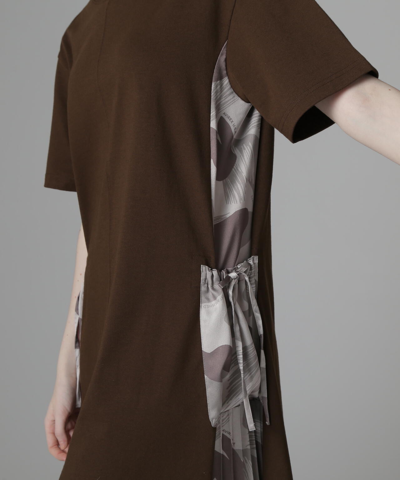 PLEATED CAMO MIX GATHER POCKET ONE PIECE/プリーツカモミックスギャザーポケットワンピース