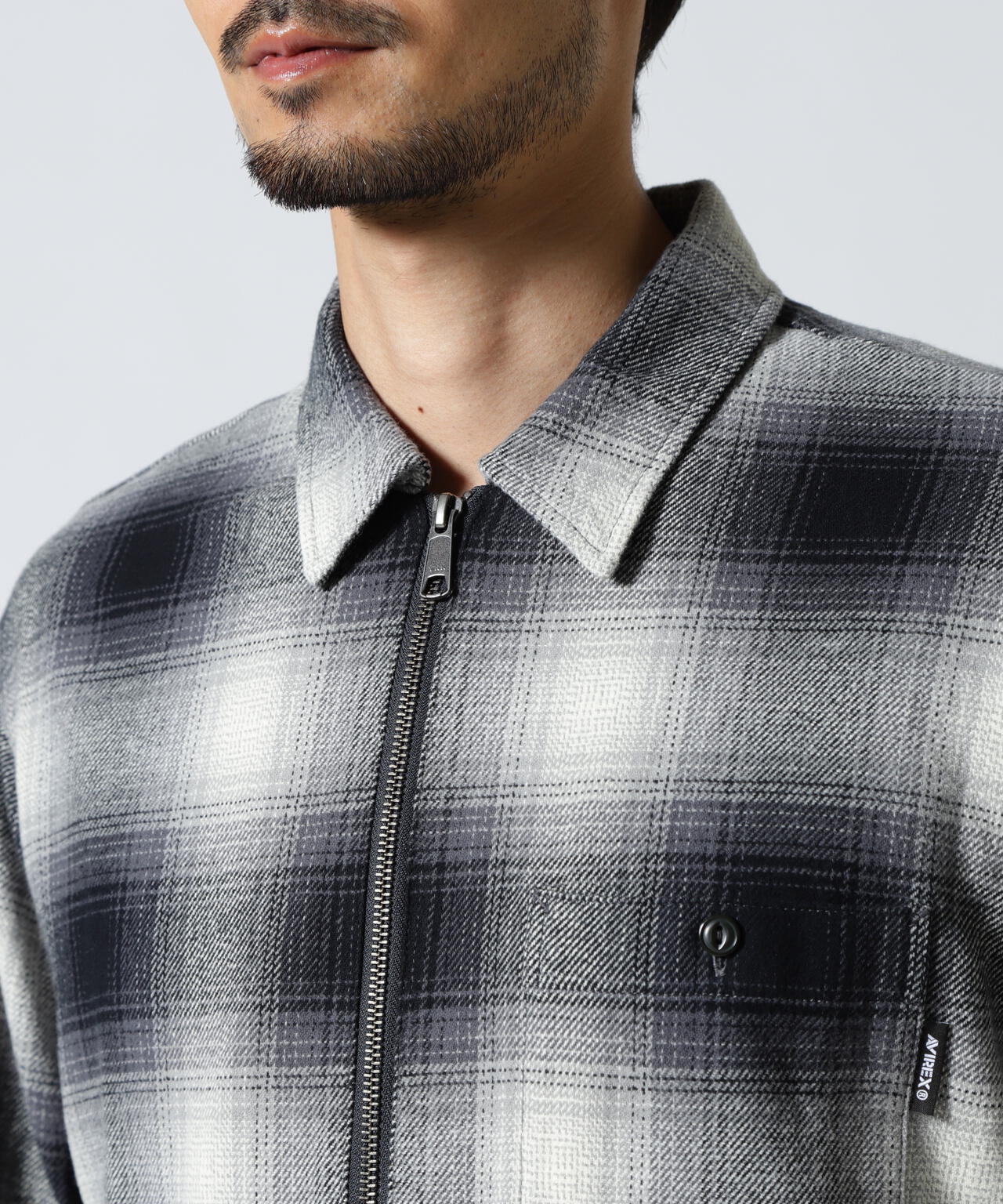 OMBRE CHECK ZIP UP SHIRT