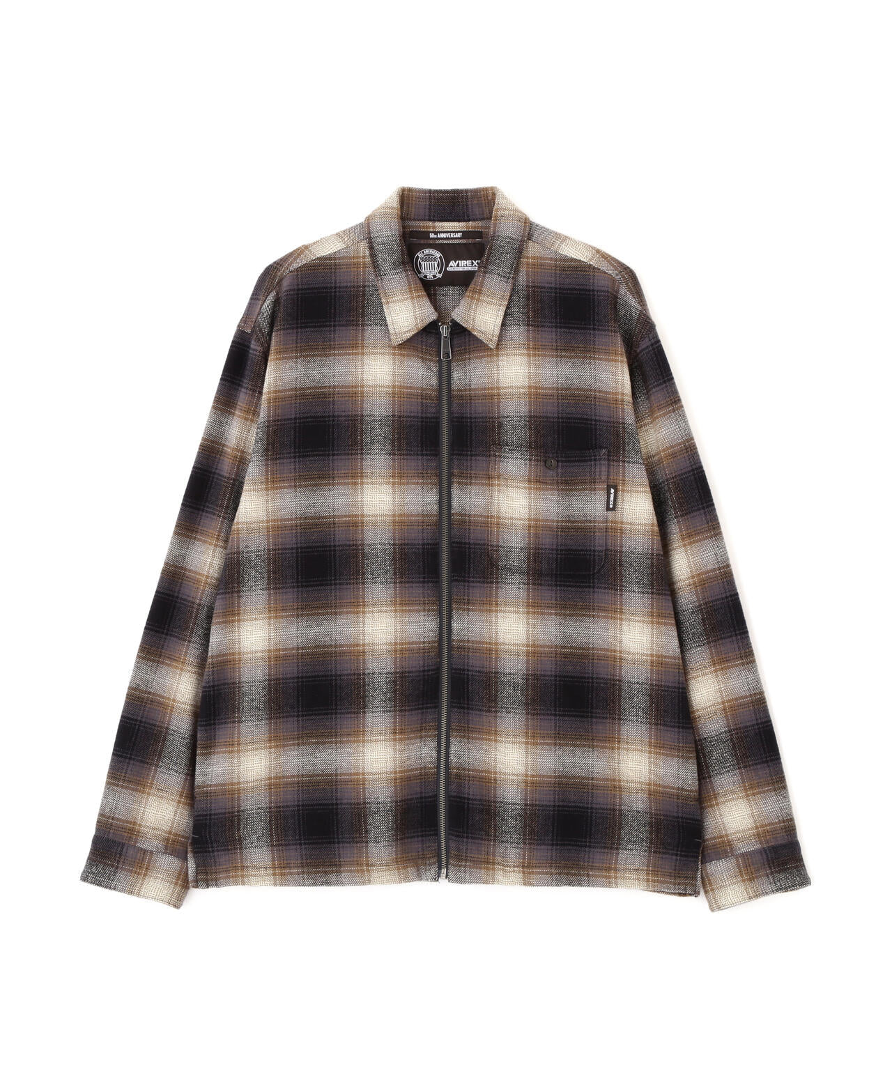 OMBRE CHECK ZIP UP SHIRT