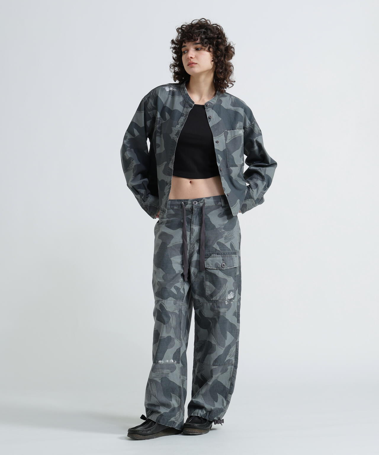 《WOMAN》CAMOUFLAGE SHORT SHIRTS/カモフラージュショートシャツ