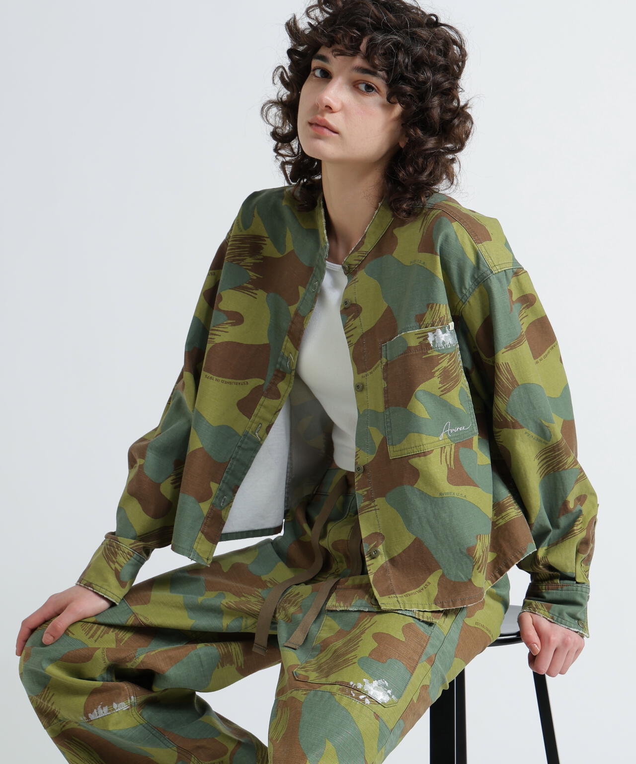 《WOMAN》CAMOUFLAGE SHORT SHIRTS/カモフラージュショートシャツ