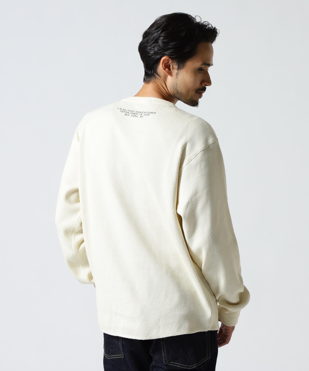 HONEYCOMB WAFFLE L/S HENLEY NECK T-SHIRT